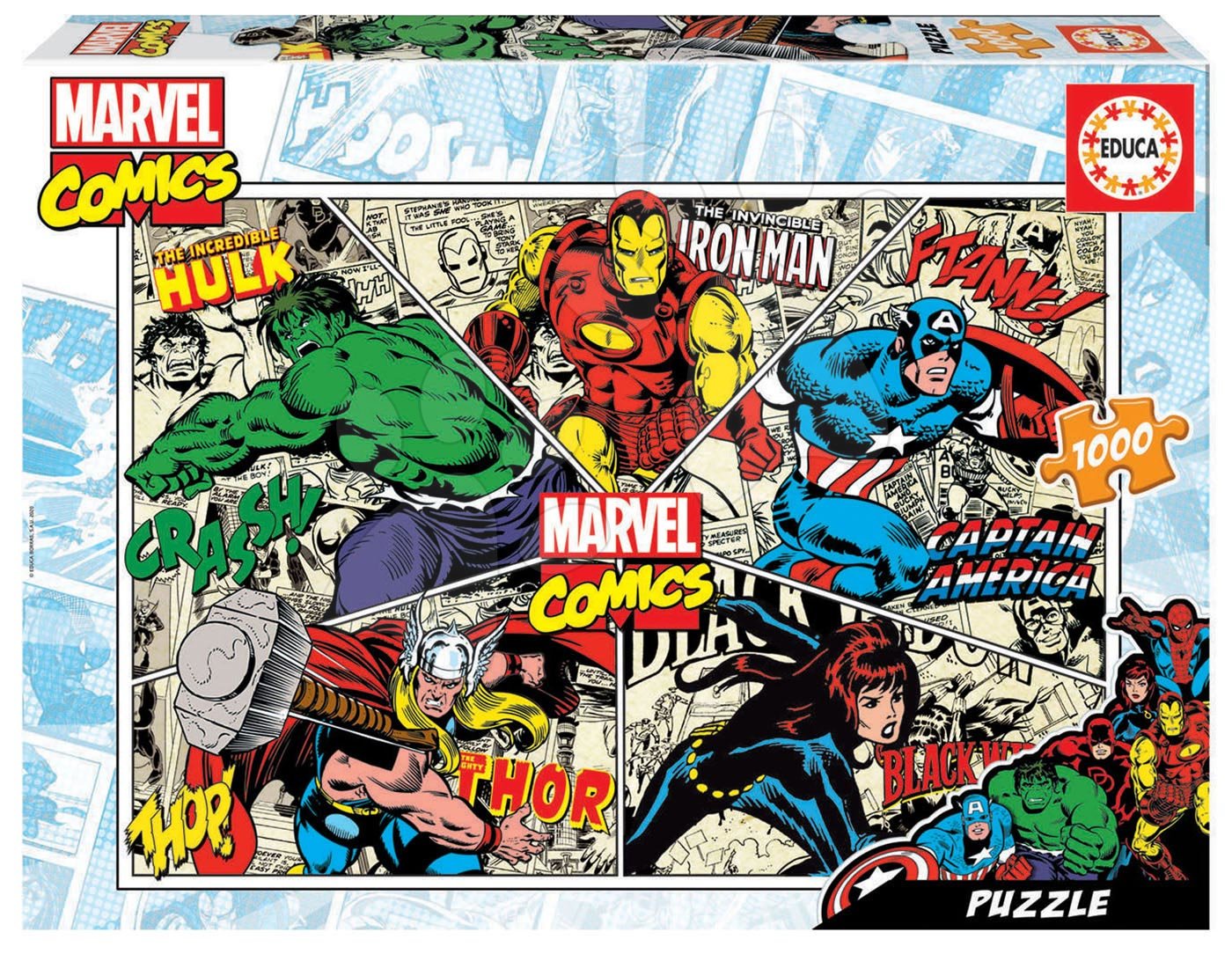 Levně Puzzle Marvel Comics Educa 1000 dílků a Fix lepidlo od 11 let