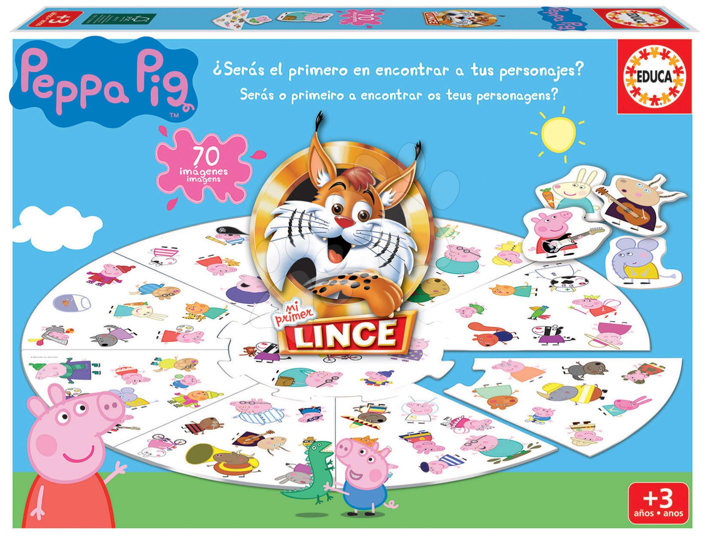 Társasjáték Gyors mint a hiúz Lynx Peppa Pig Educa spanyol 70 ábrával