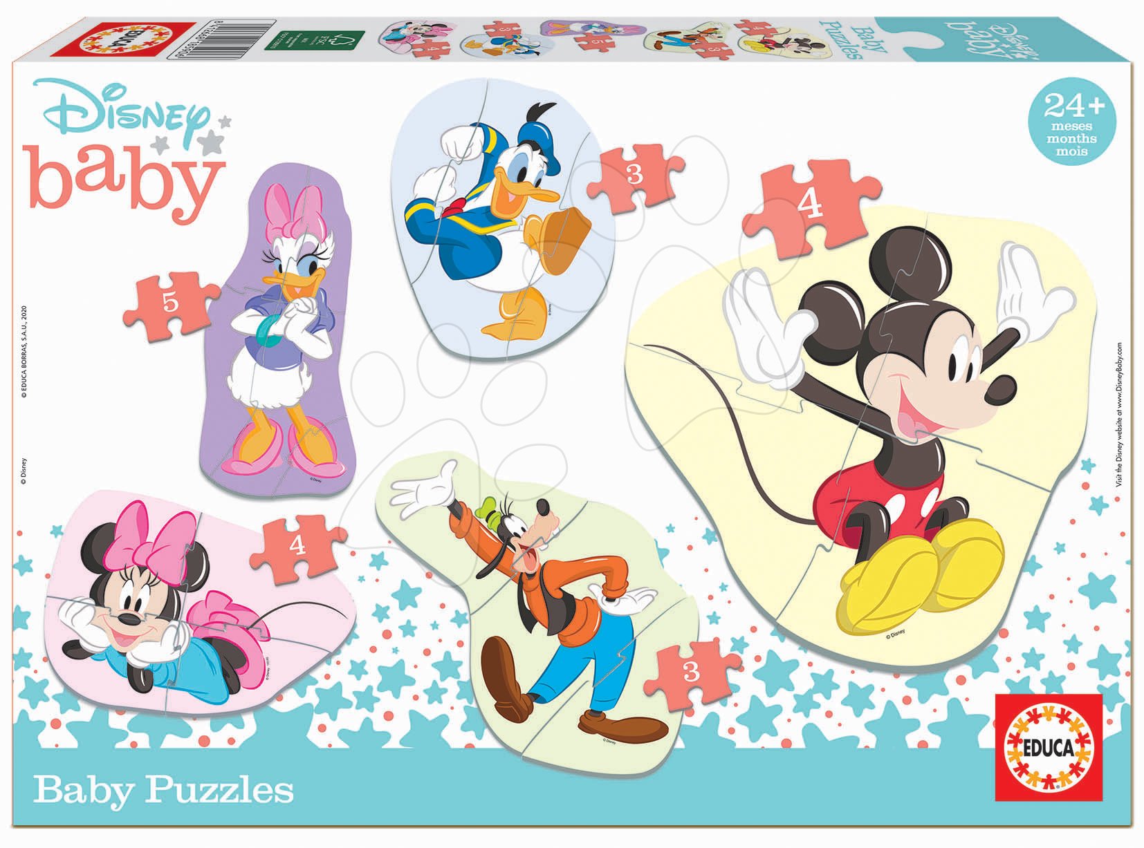 Puzzle pre najmenších Baby 5 Disney Mickey a jeho priatelia Educa od 24 mes