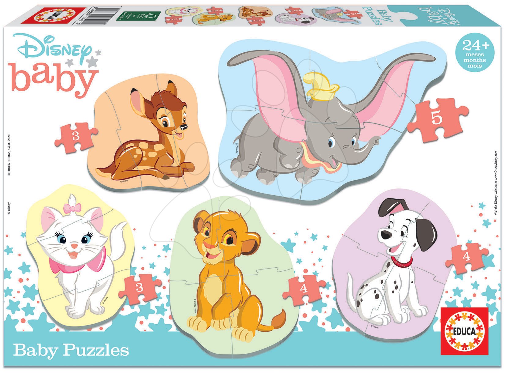Puzzle pre najmenších - Puzzle pre najmenších Baby 5 Disney Rozprávky Educa od 24 mes