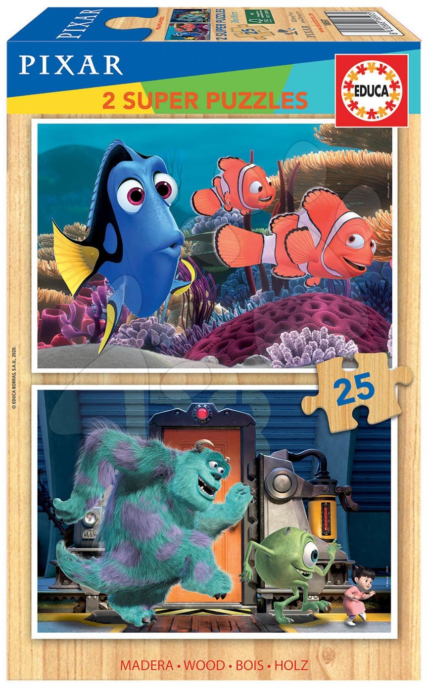 Dřevěné puzzle Pixar Disney Educa 2 x 25 dílků