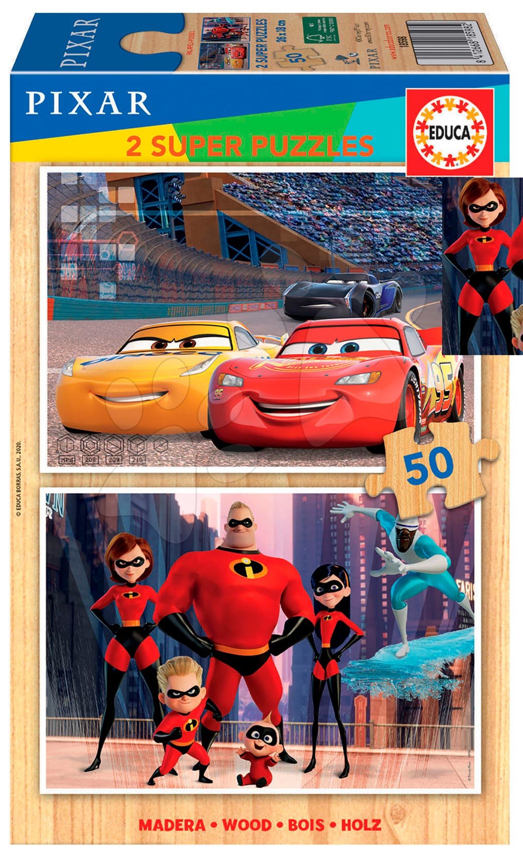 Fa puzzle Pixar Disney Educa 2x50 darabos 5 évtől