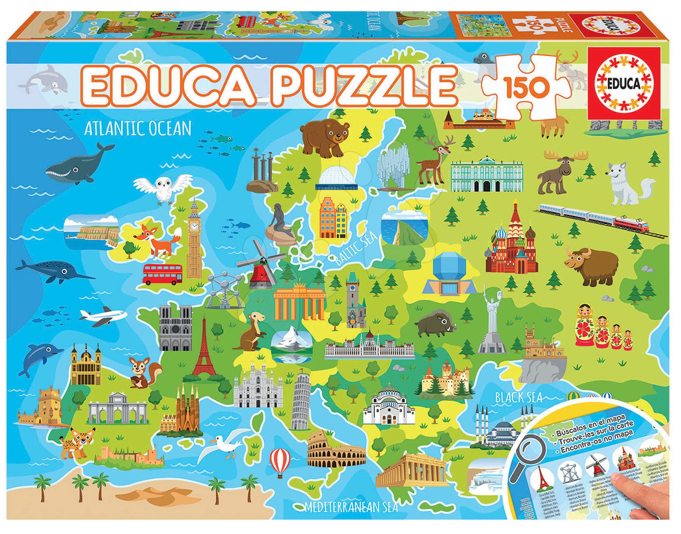 Puzzle Mapa Europy Educa 150 dílků EDU18607