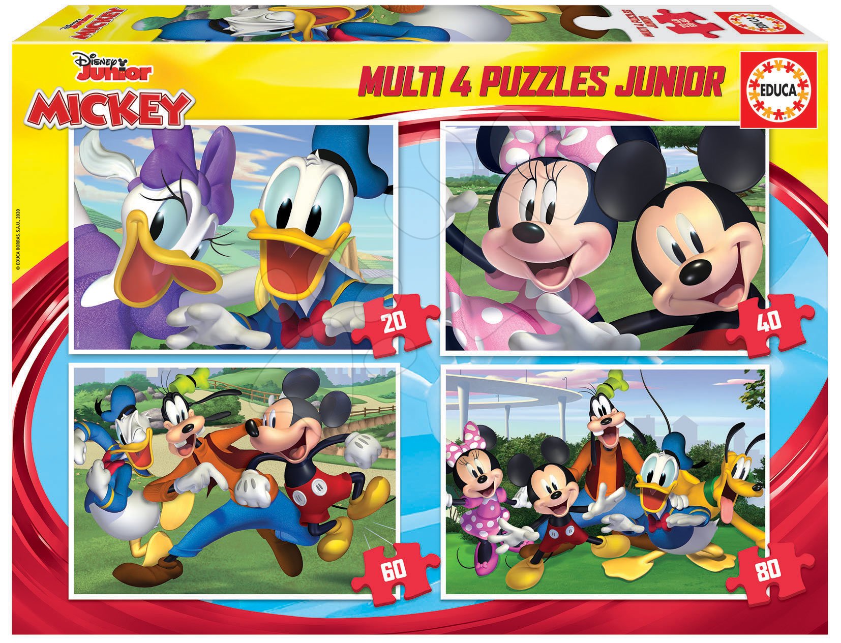 Progresszív gyerek puzzle - Puzzle Mickey Mouse Disney Multi 4 Junior Educa 20-40-60-80 darabos 4 évtől