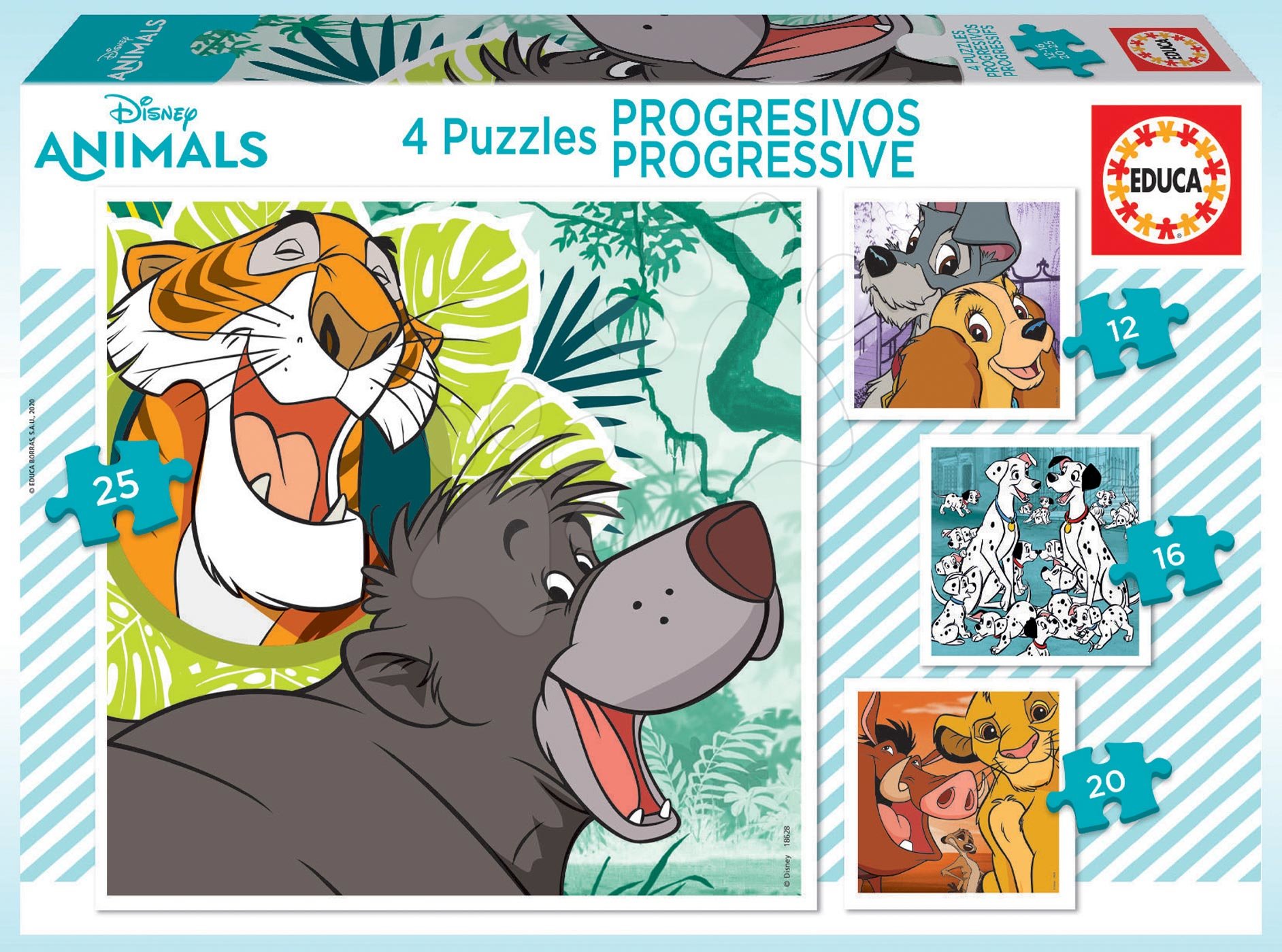 Puzzle Disney Classics Progressive 4v1 Educa 12-16-20-25 dielov