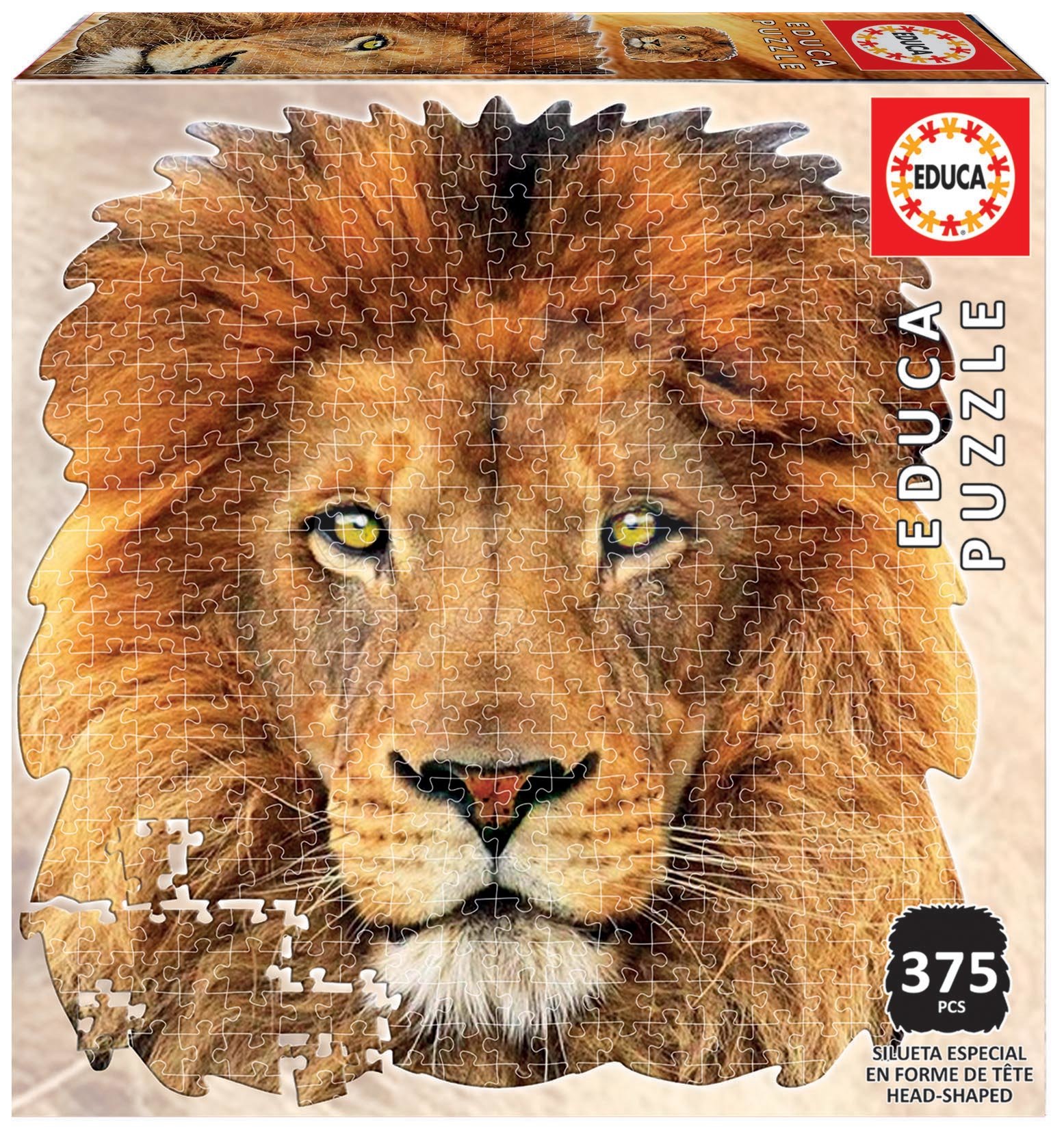 E-shop Puzzle Lion face shape Educa 375 dielov a Fix lepidlo od 11 rokov