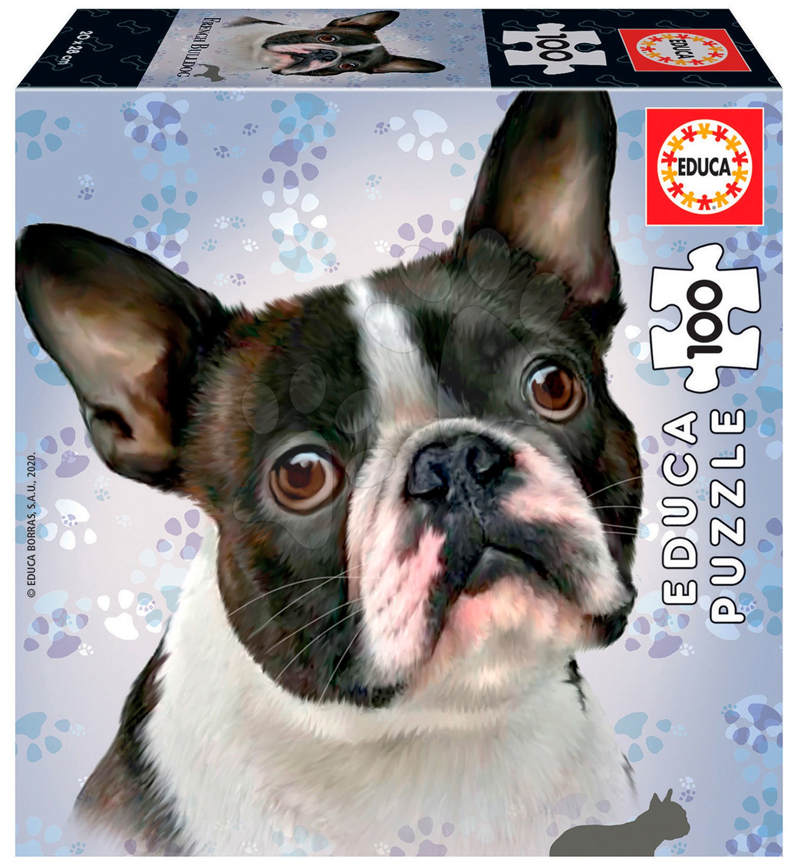 Puzzle Mini Box French Bulldog Educa 100 darabos 6 évtől