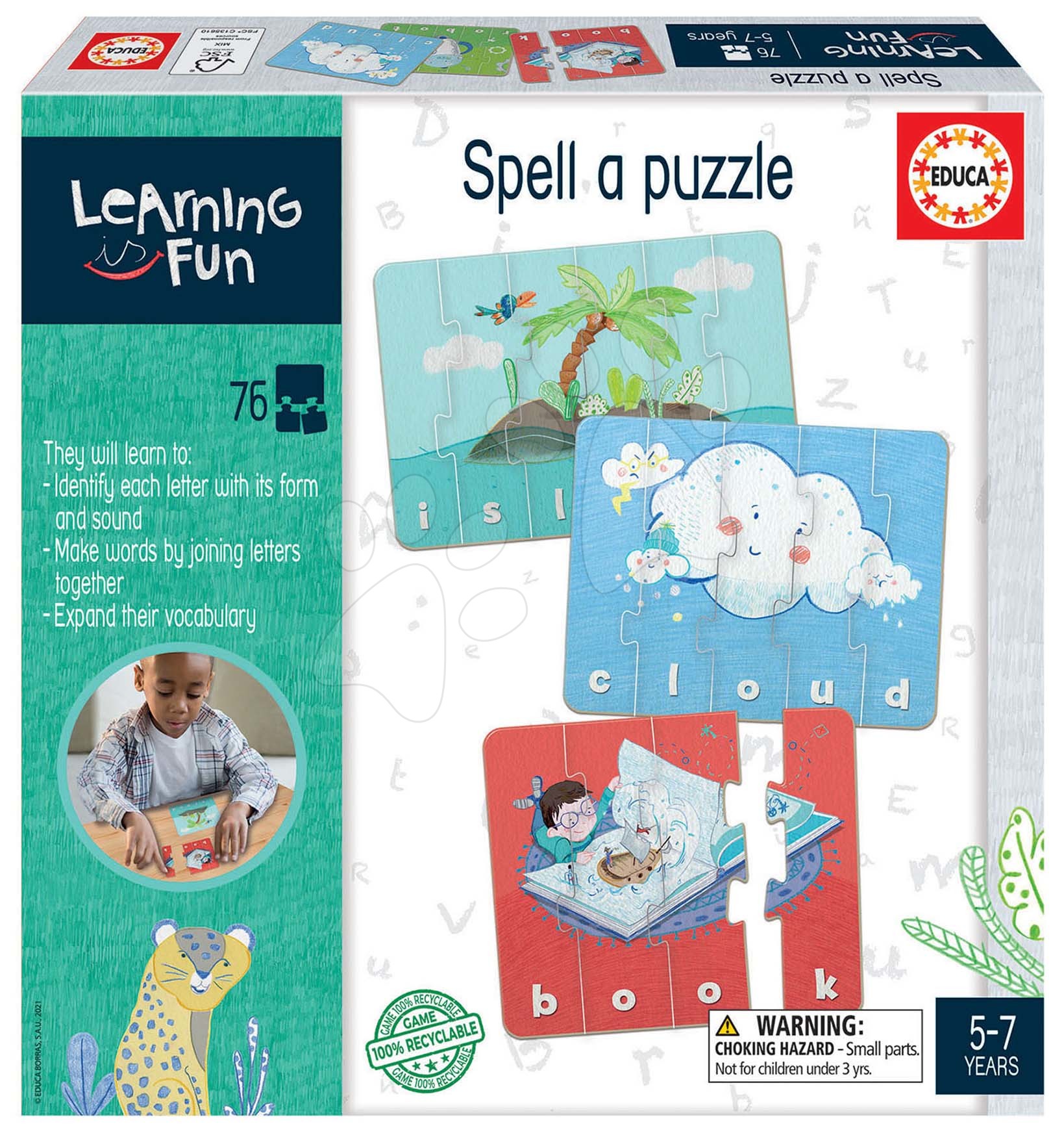 Náučná hra pre najmenších Spell a Puzzle Educa Učíme sa anglické slová s obrázkami 76 dielov od 5 rokov