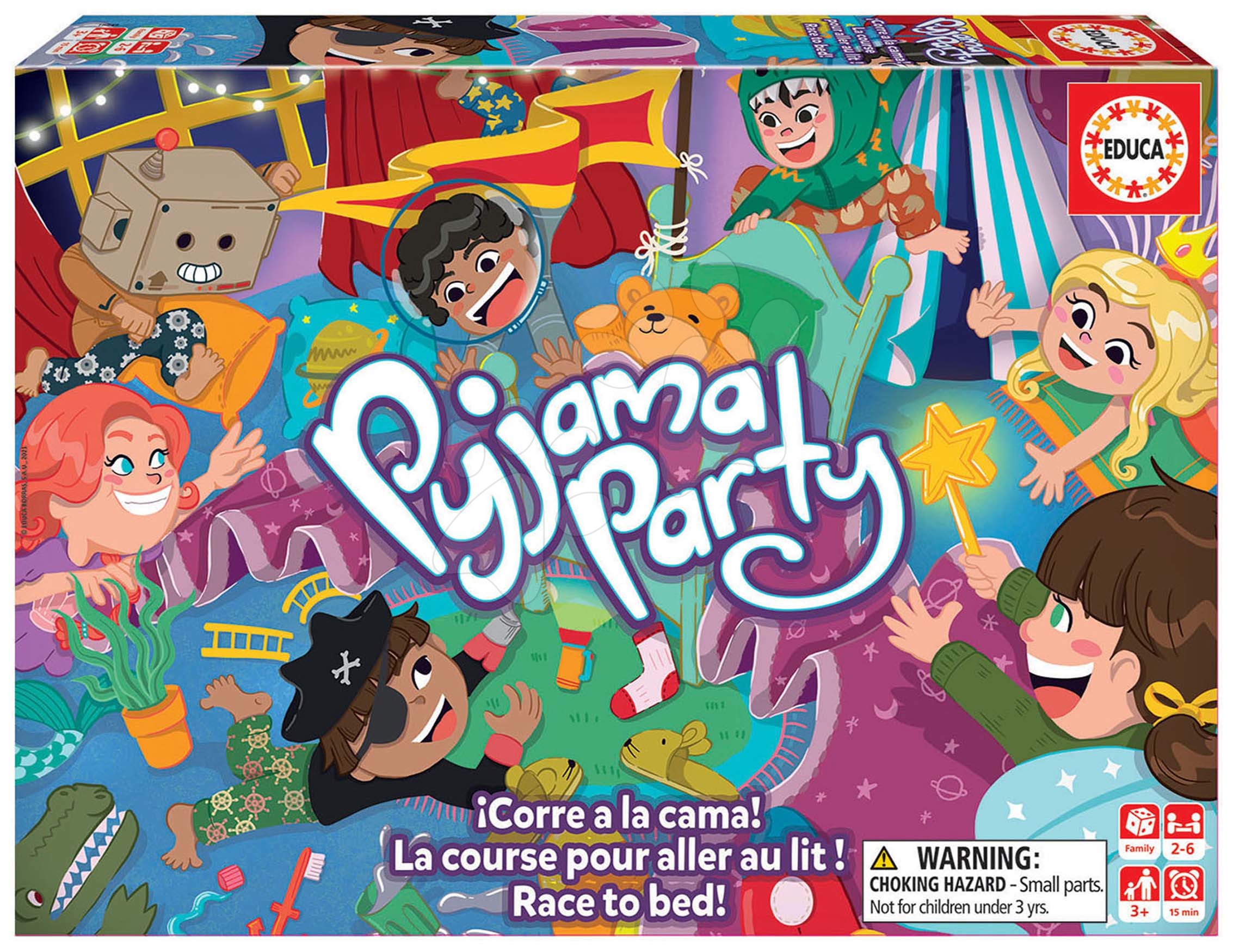 Cizojazyčné společenské hry - Společenská hra pro děti Pyjama Party Educa v angličtině Utíkej do postele!
