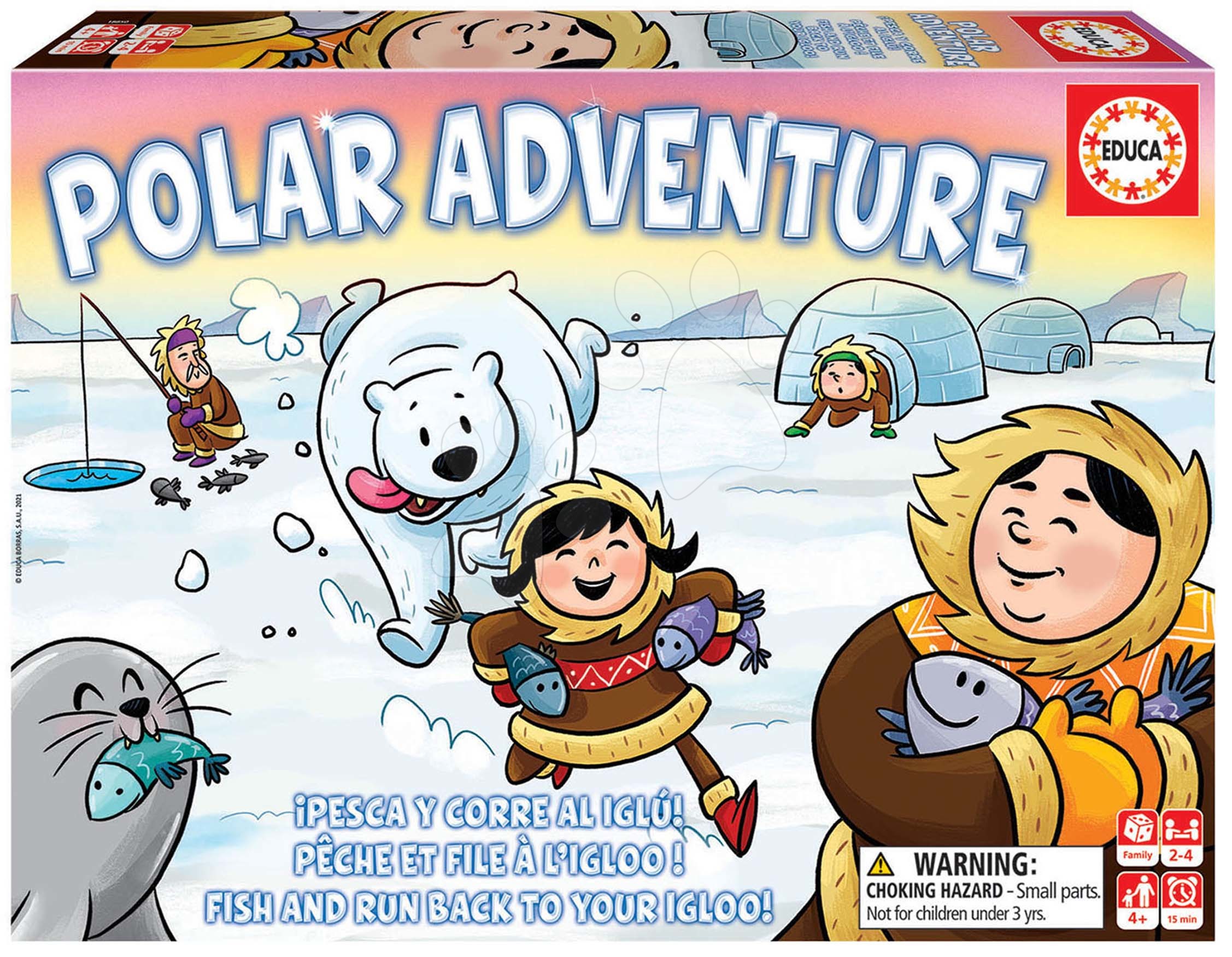 Spoločenská hra pre deti Polar Adventure Educa v angličtine Chyť rybu a utekaj do iglu! od 4 rokov