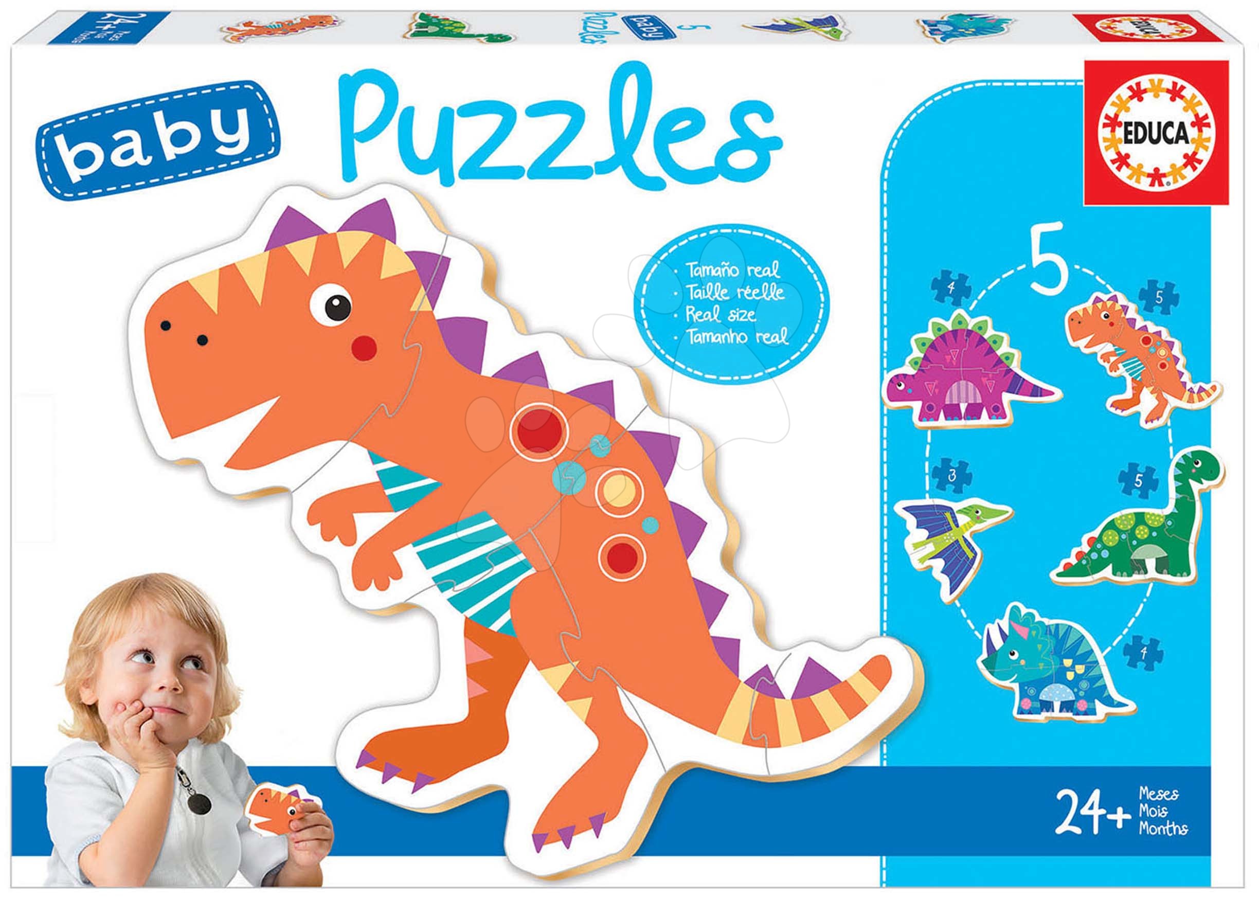 Puzzle pre najmenších Baby 5 Educa Dinosaurus od 24 mes