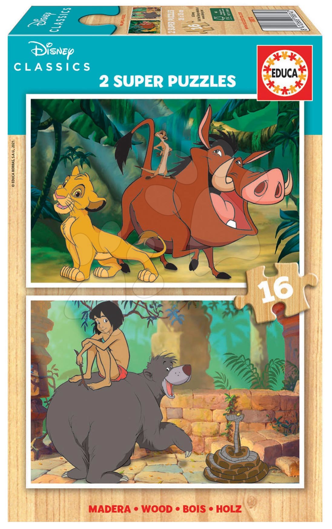 Fa puzzle Disney Classics Jungle Book Educa 2x16 darabos