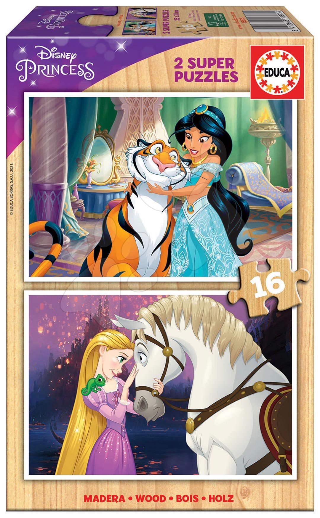 Drevené puzzle Princess Disney Educa 2×16 dielov