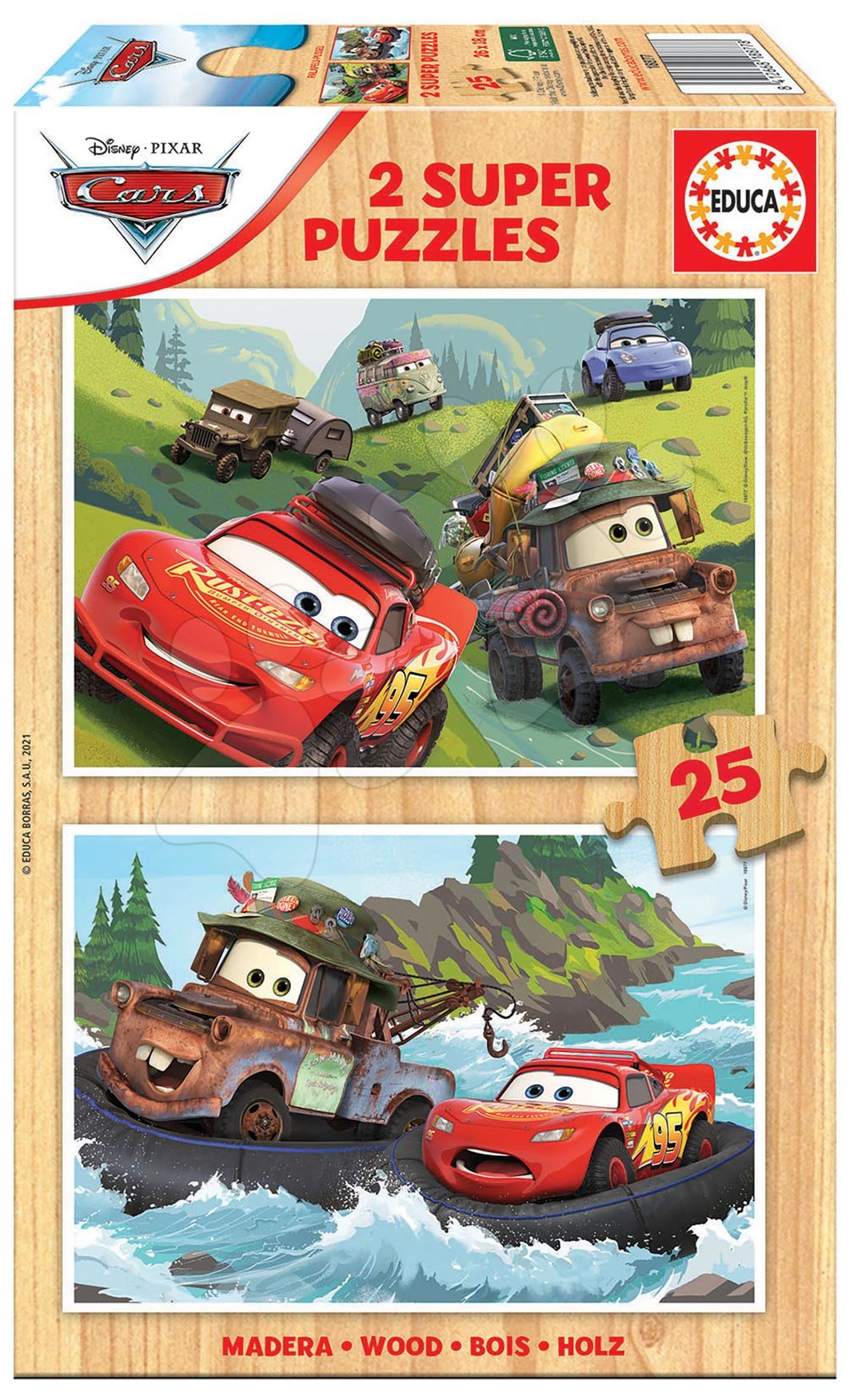 Dřevěné puzzle Cars 3 Educa 2 x 25 dílků od 4 let