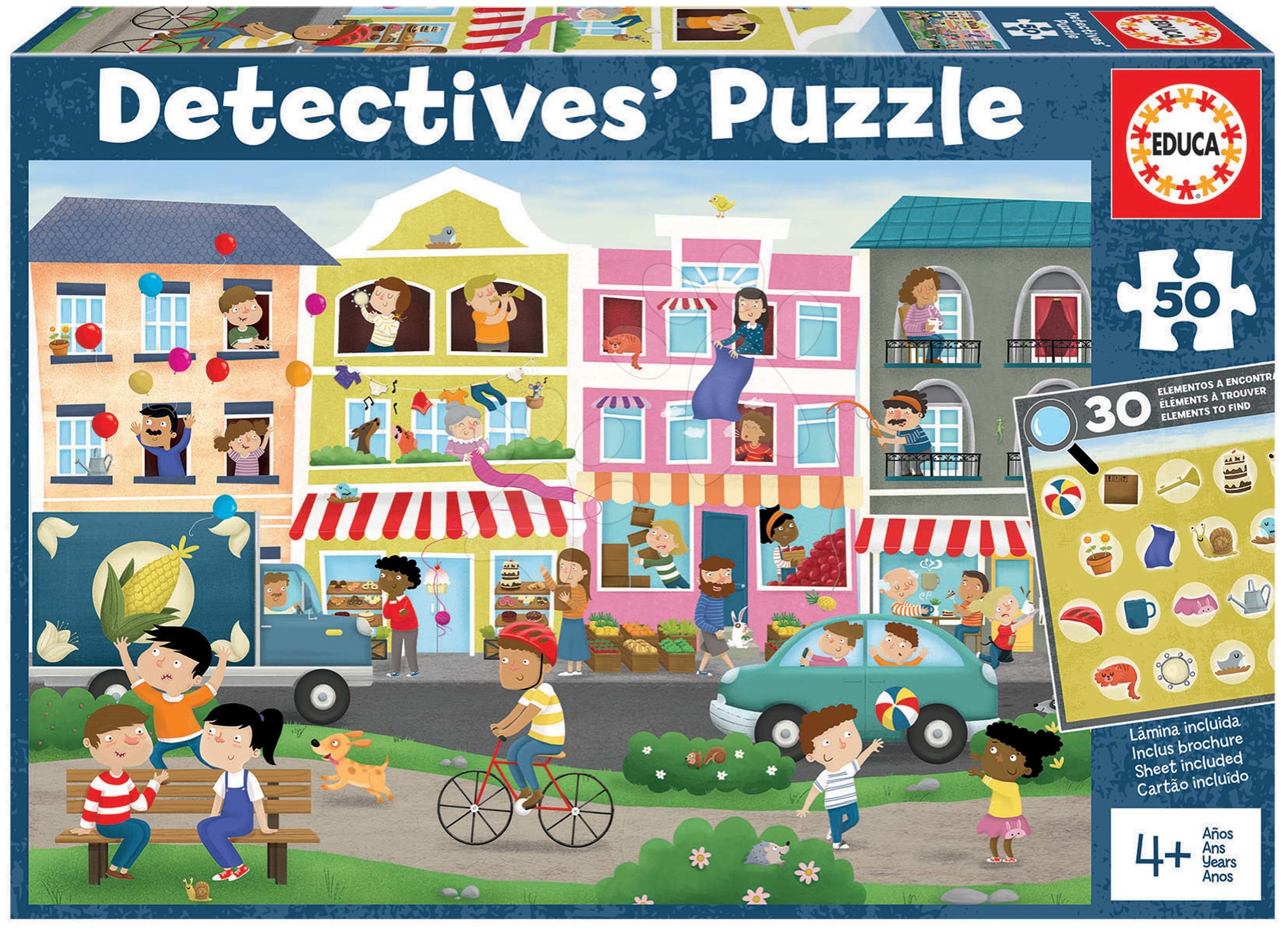 Puzzle mesto Detectives Busy Town Educa hľadaj 30 predmetov 50 dielne od 4 rokov