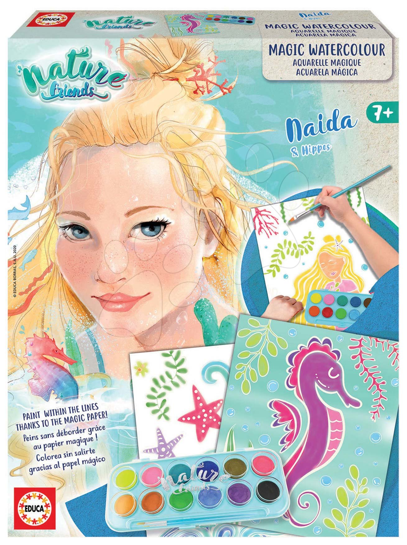Kreativní tvoření Nature Friends Magic Watercolor Art Educa mořská princezna s vodovými barvami od 7 let