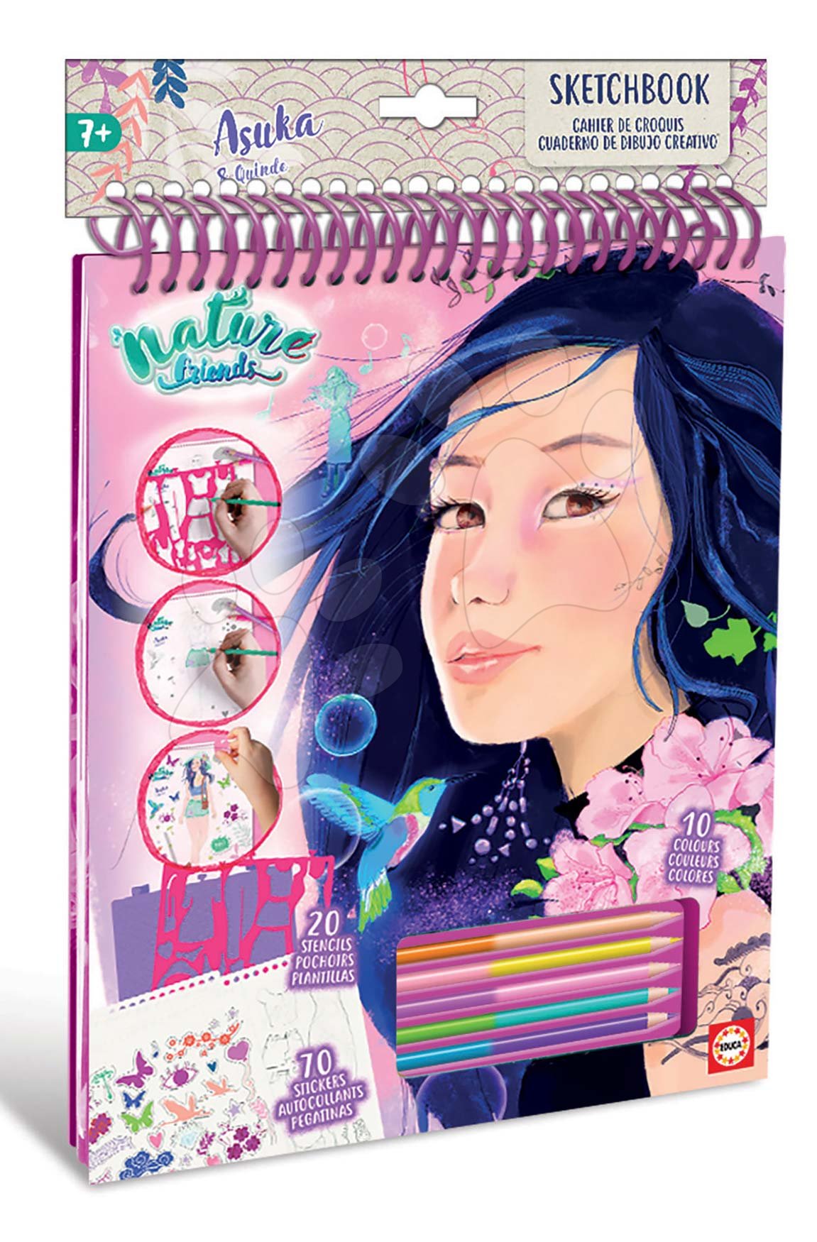 Kreatívne tvorenie Nature Friends Sketchbook Asuka Art Educa šípková princezná vymaľovanie s farbičkami od 7 rokov