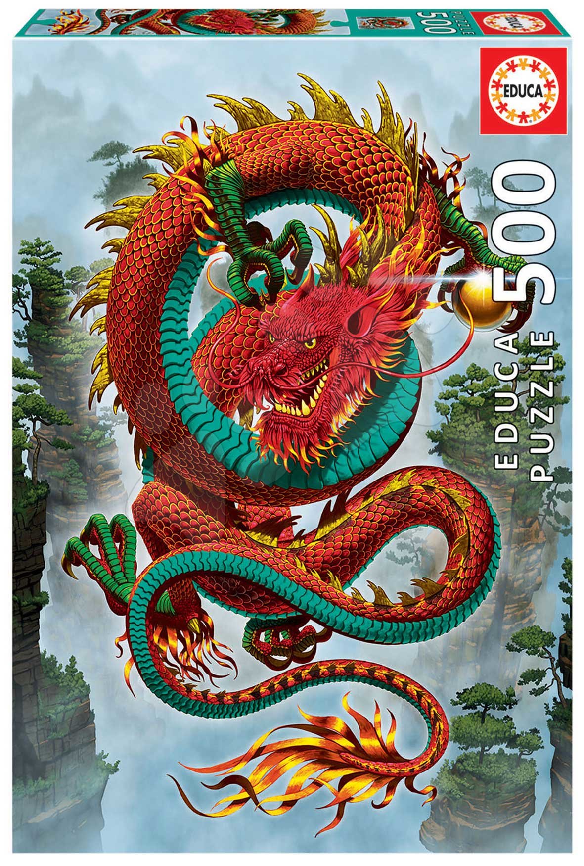 Puzzle Good Fortune Dragon Vincent Hie Educa 500 darabos és Fix ragasztó