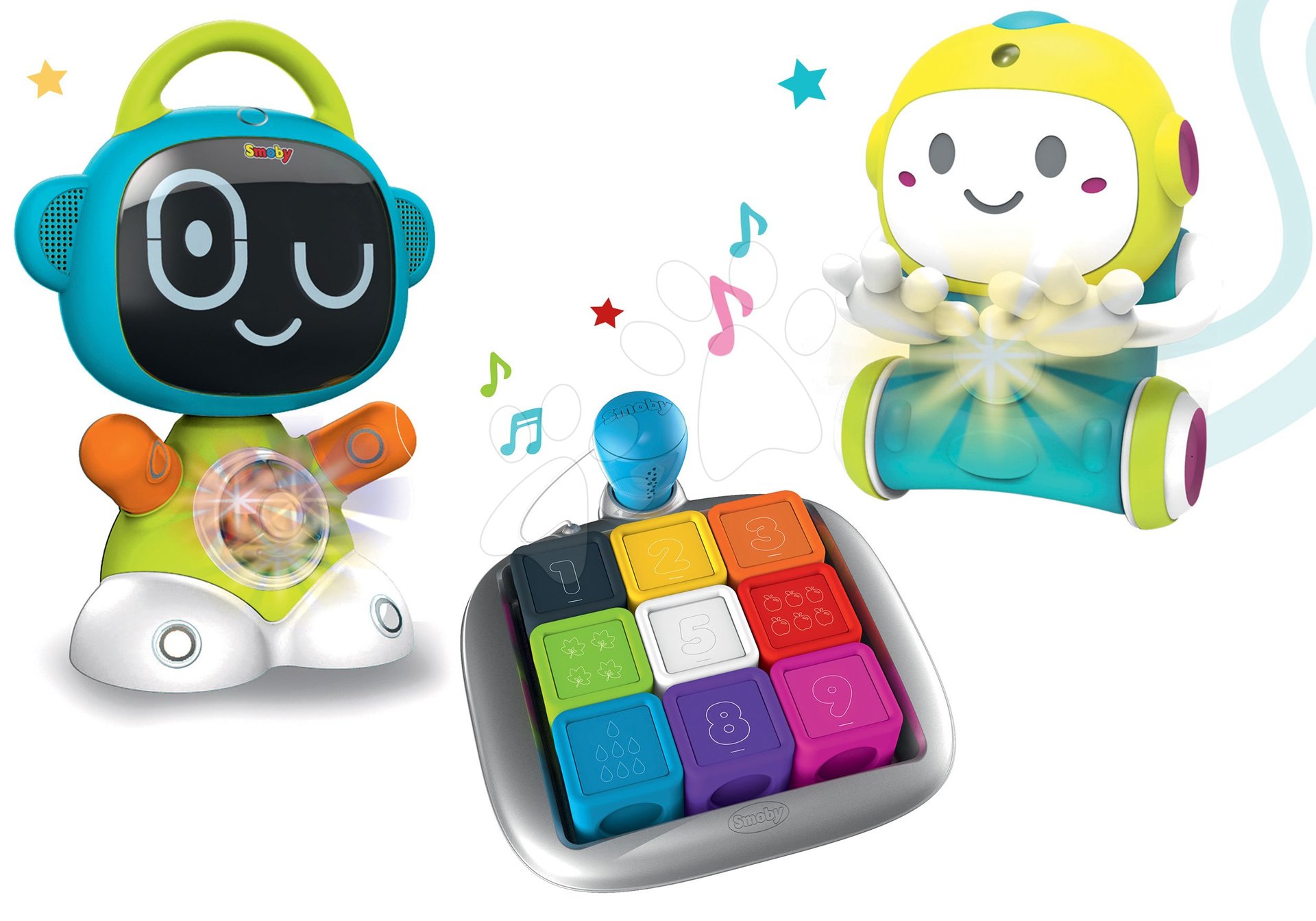 Pre bábätká - Set interaktívny Robot TIC Smart Smoby s 3 náučnými hrami hra na schovávačku a múdra hra kocky