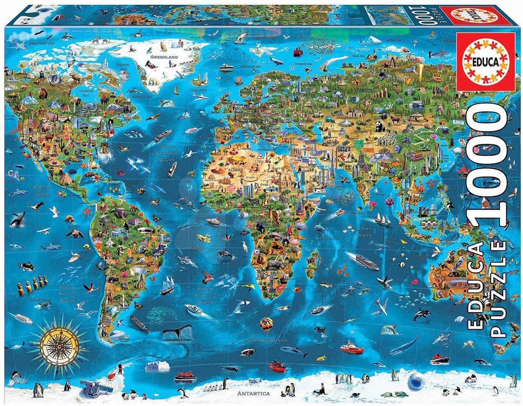 Puzzle Wonders of the World Educa 1000 dielov a Fix lepidlo v balení od 11 rokov