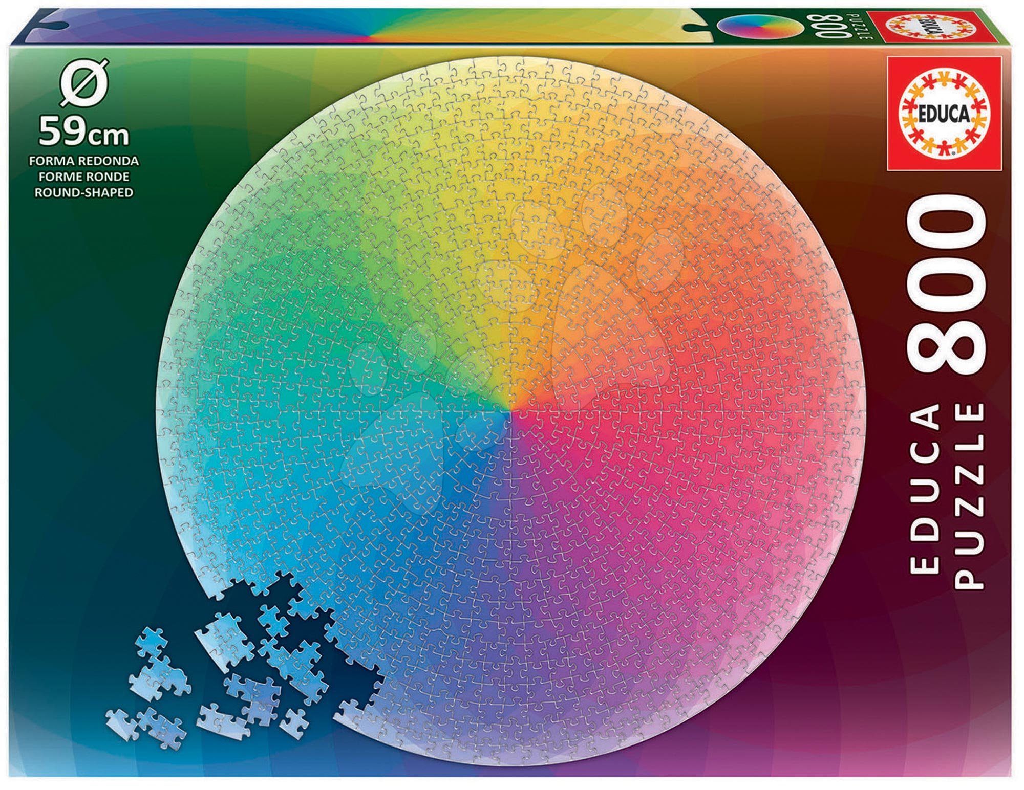 Puzzle Rainbow Round Educa 800 dielov a Fix lepidlo od 11 rokov