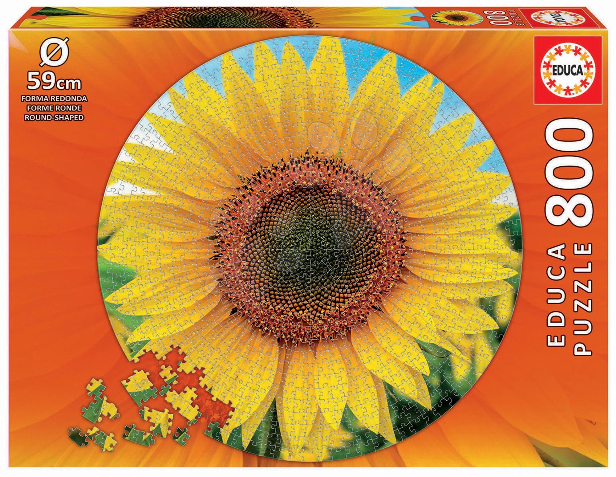 Puzzle Sunflower Round Educa 800 dielov a Fix lepidlo od 11 rokov