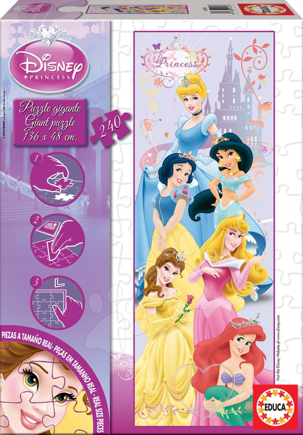 Dětské puzzle Giant Walt Disney Princezny Educa 240 dílů 14881 barevné