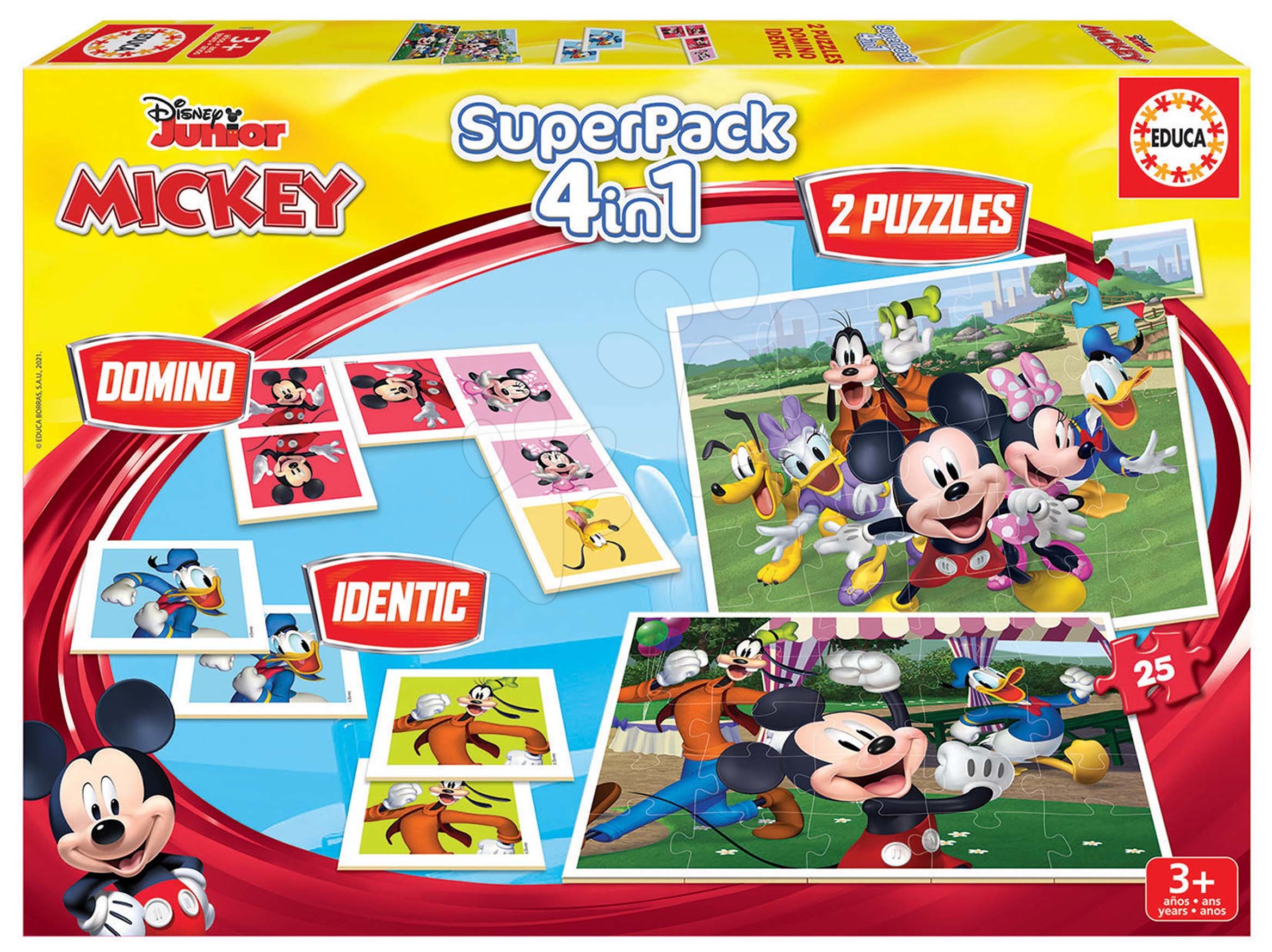 Progresszív gyerek puzzle - Puzzle dominó és pexeso Mickey and Friends Disney Superpack Educa 2x25 darabos