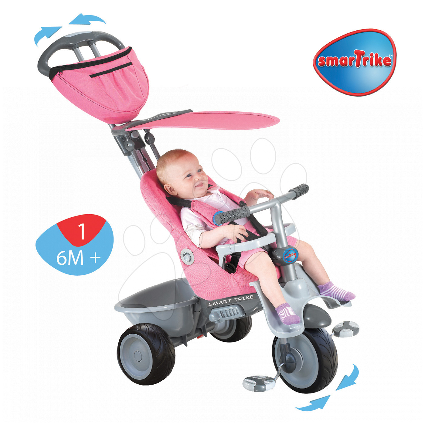 Gyerek tricikli smarTrike Recliner 4in1 1961700 rózsaszín-szürke