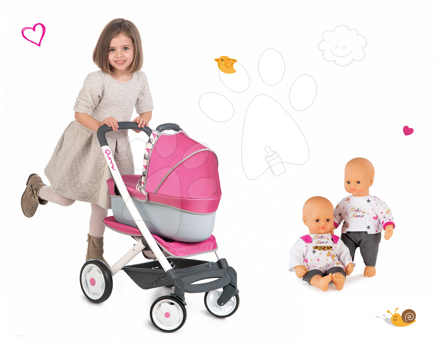 Smoby set kočík retro Maxi Cosi&Quinny a bábika Baby Nurse 253197-1