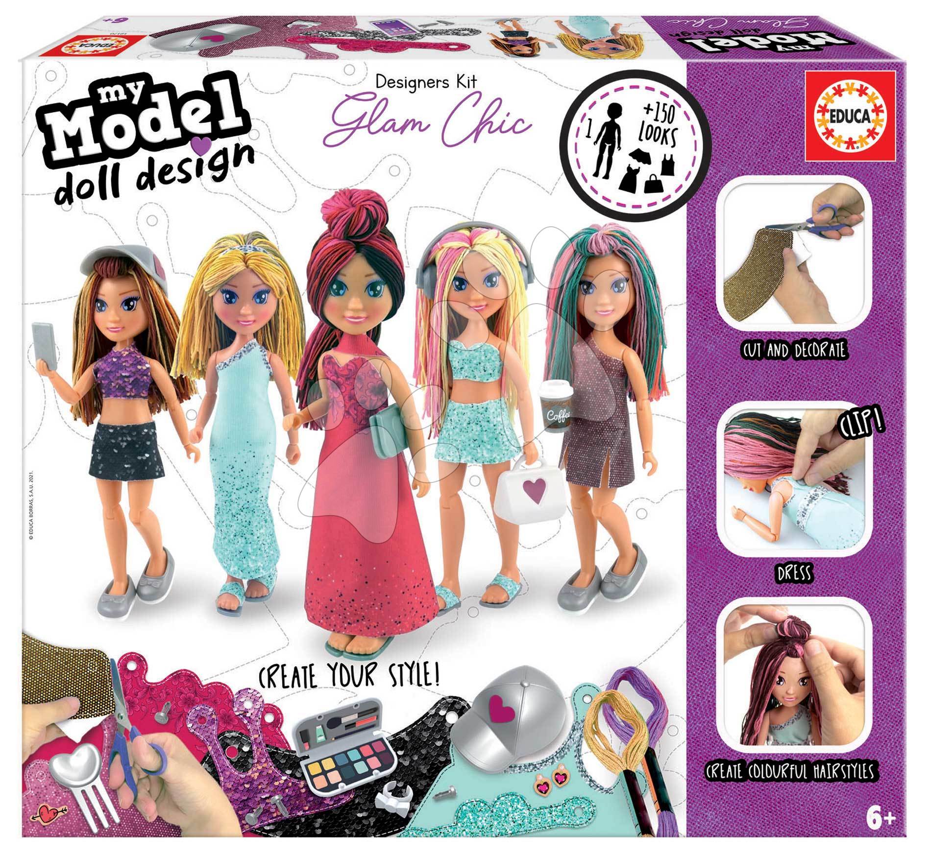 E-shop Kreatívne tvorenie Design Your Doll Glam Chic Educa vyrob si vlastné elegantné bábiky 5 modelov od 6 rokov