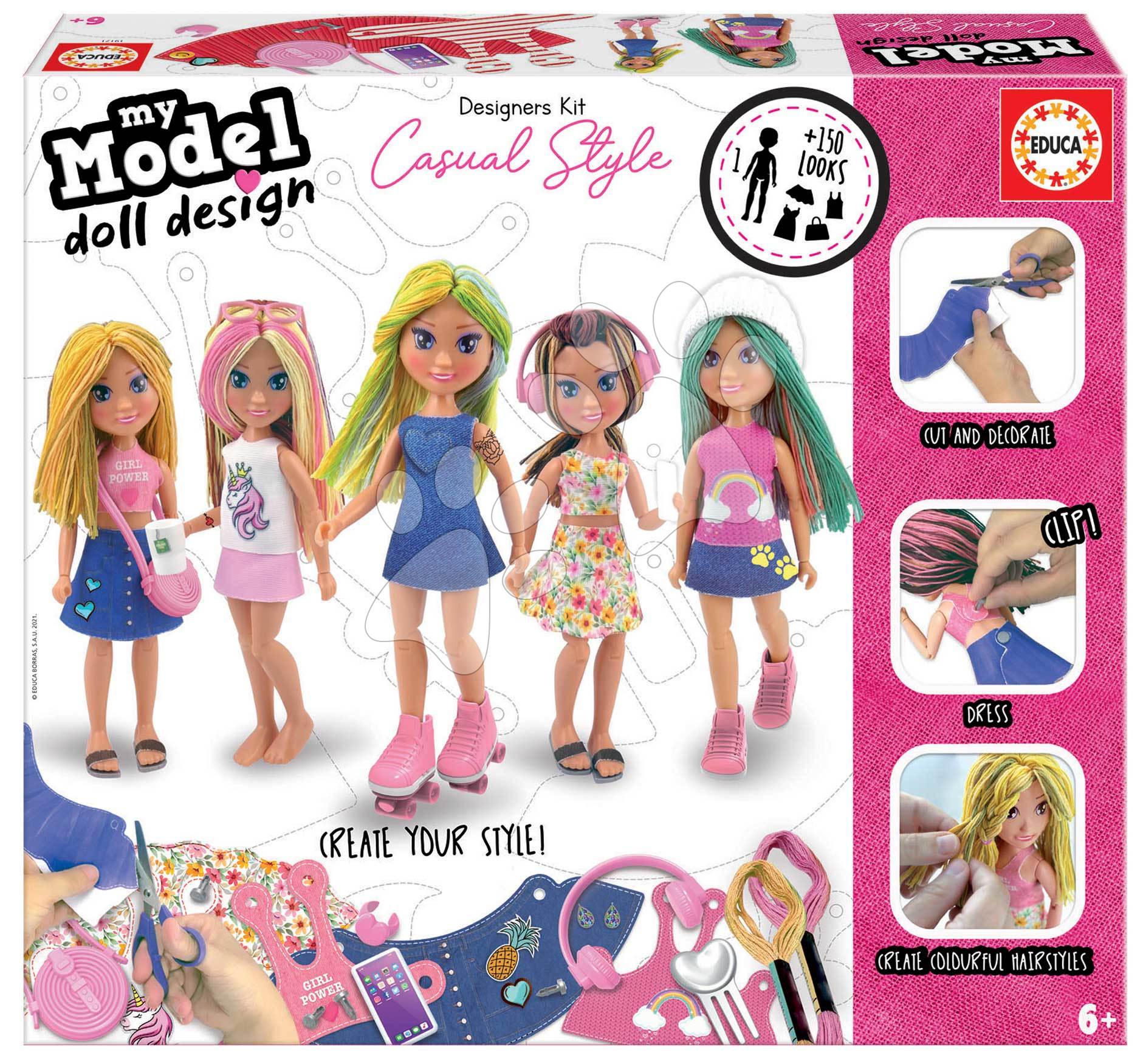 Kreatív alkotás Design Your Doll Casual Style Educa készítsd el saját városi játékbabádat az 5 modellből 6 évtől