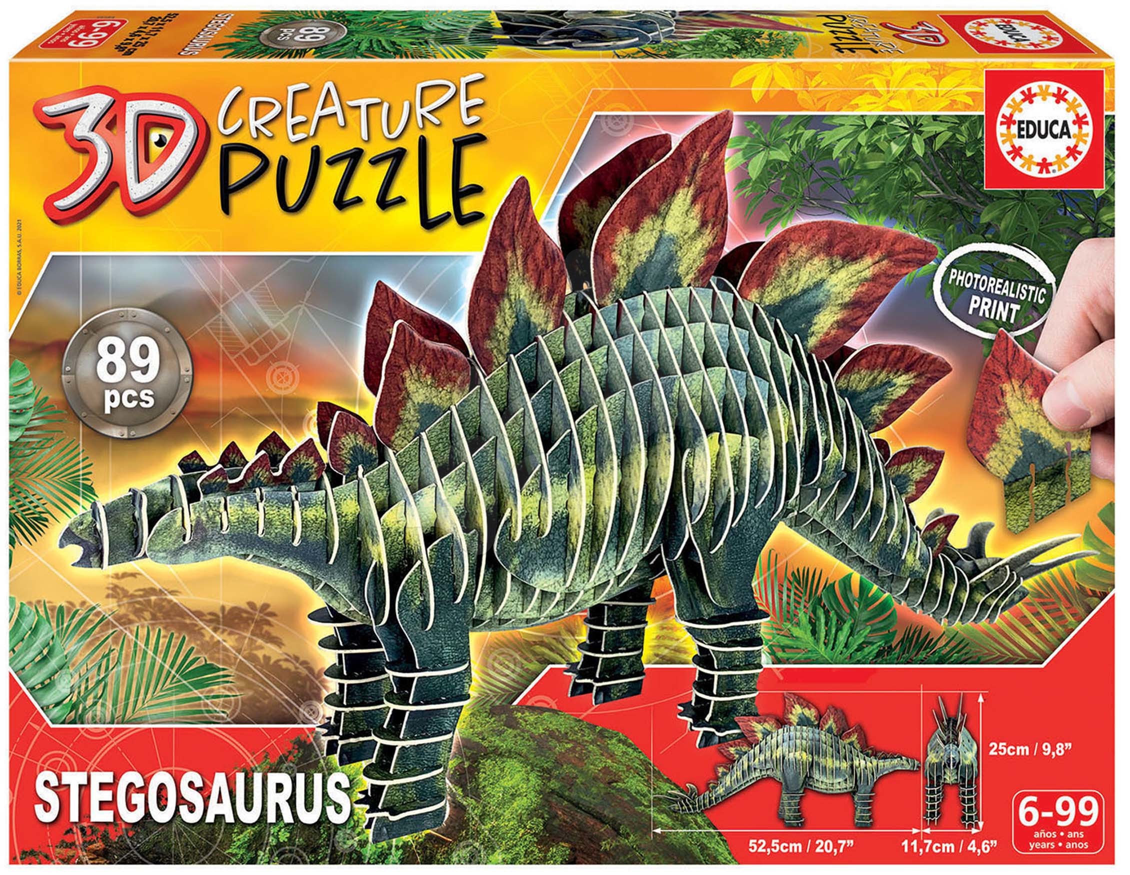 Puzzle dinoszaurusz Stegosaurus 3D Creature Educa 89 darabos 6 évtől