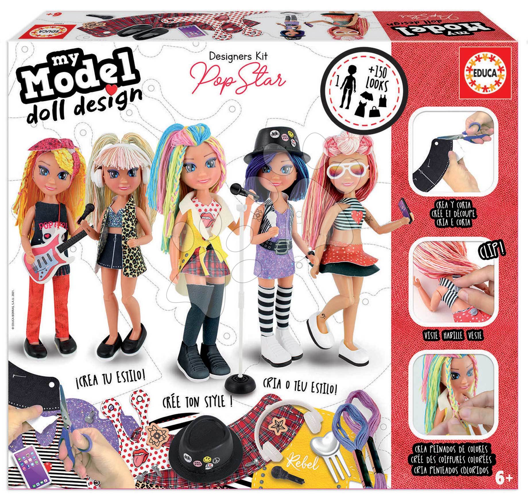 Kreatív alkotás My Model Doll Design Pop Star Educa készítsd el saját popsztár játékbabádat az 5 modellből 6 évtől