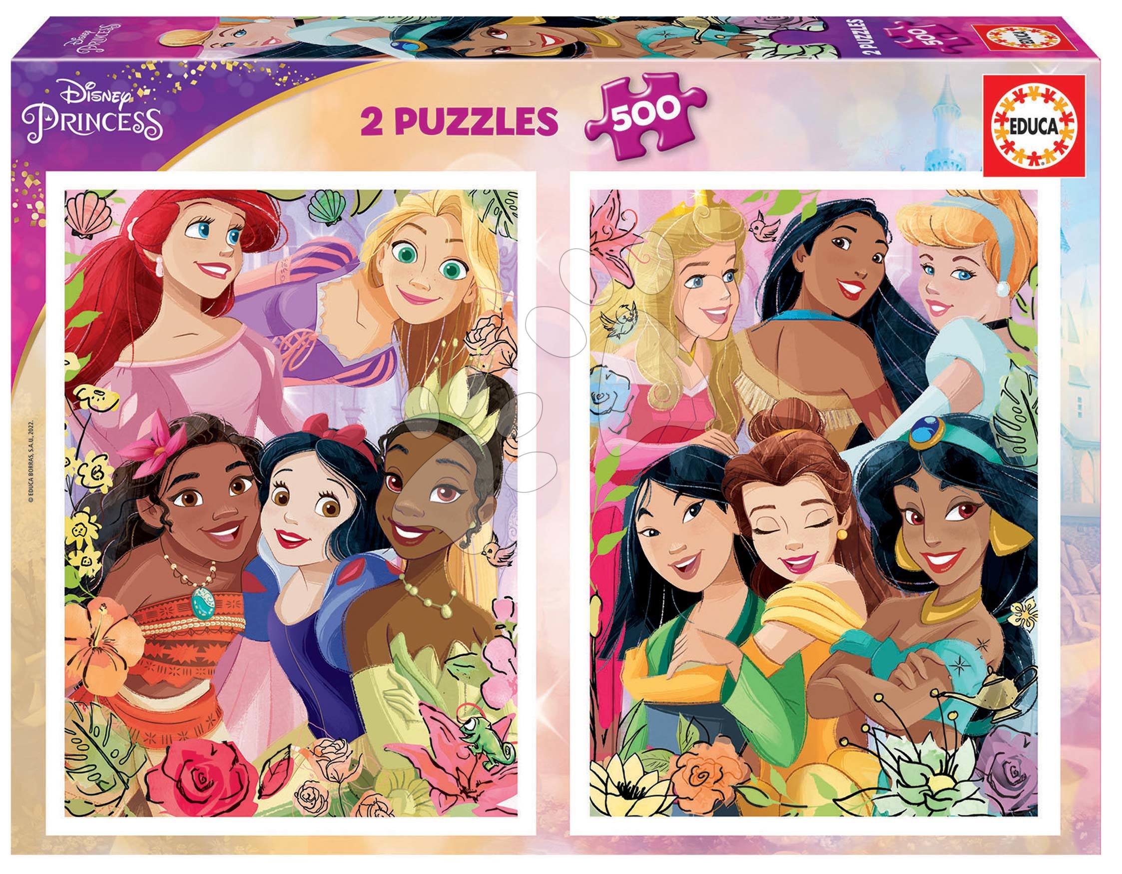 Puzzle Disney Princess Educa 2 x 500 dílků a Fix lepidlo