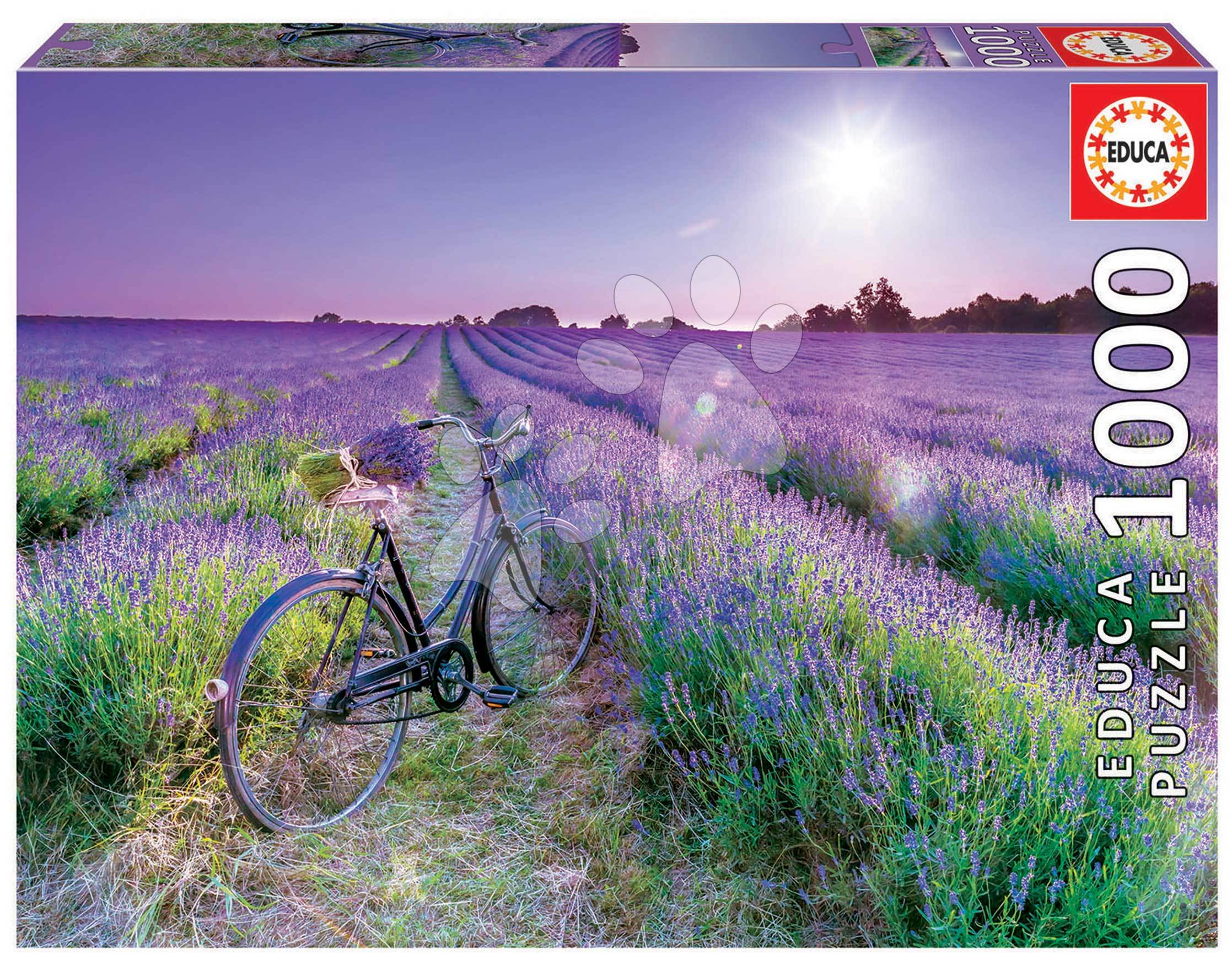 Puzzle Bike in a Lavender Field Educa 1000 dílků a Fix lepidlo