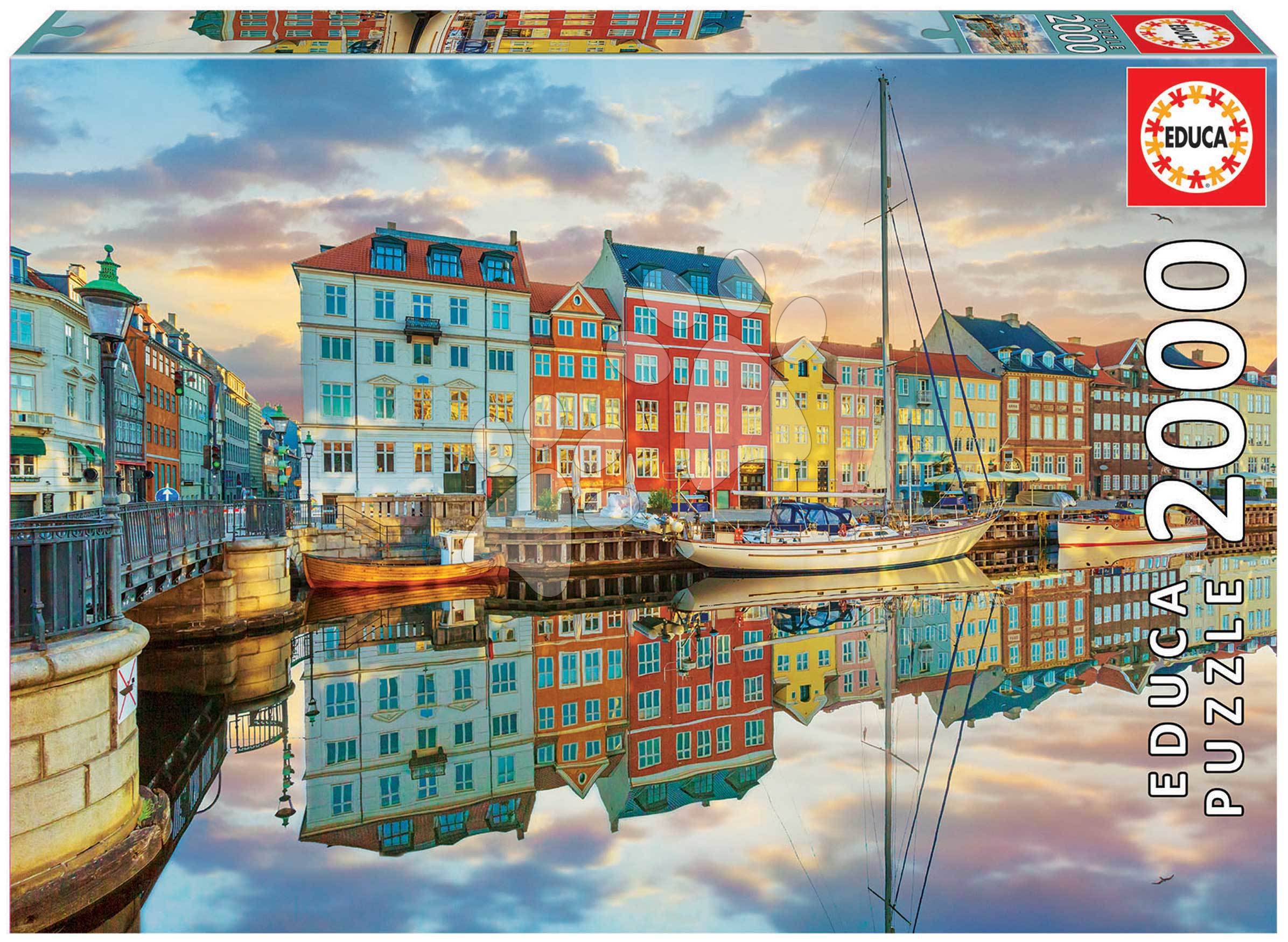 Puzzle Sunset At Copenhagen Harbour Educa 2000 dílků a Fix lepidlo