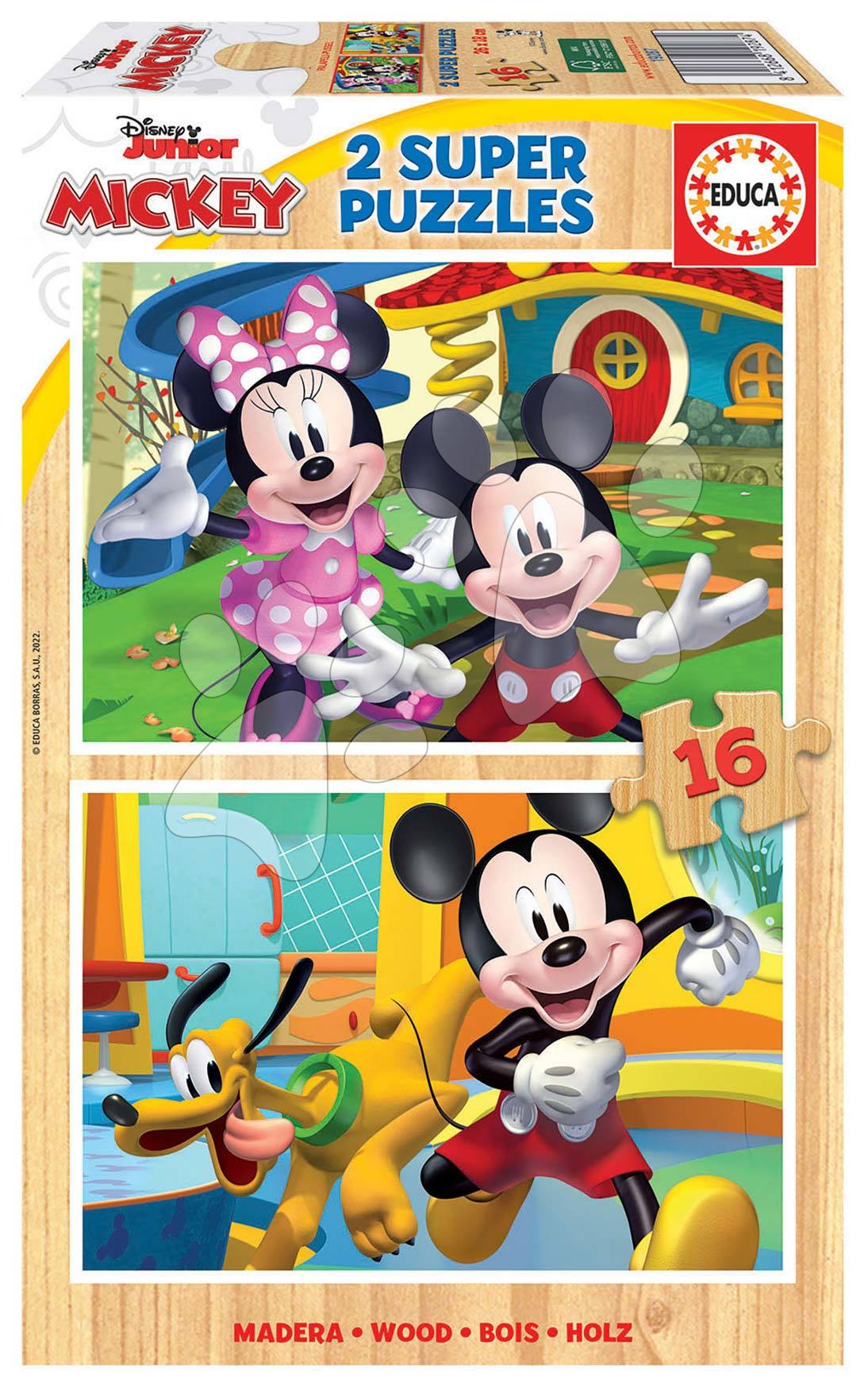 Dřevěné puzzle Mickey & Minnie Disney Educa 2 x 16 dílků