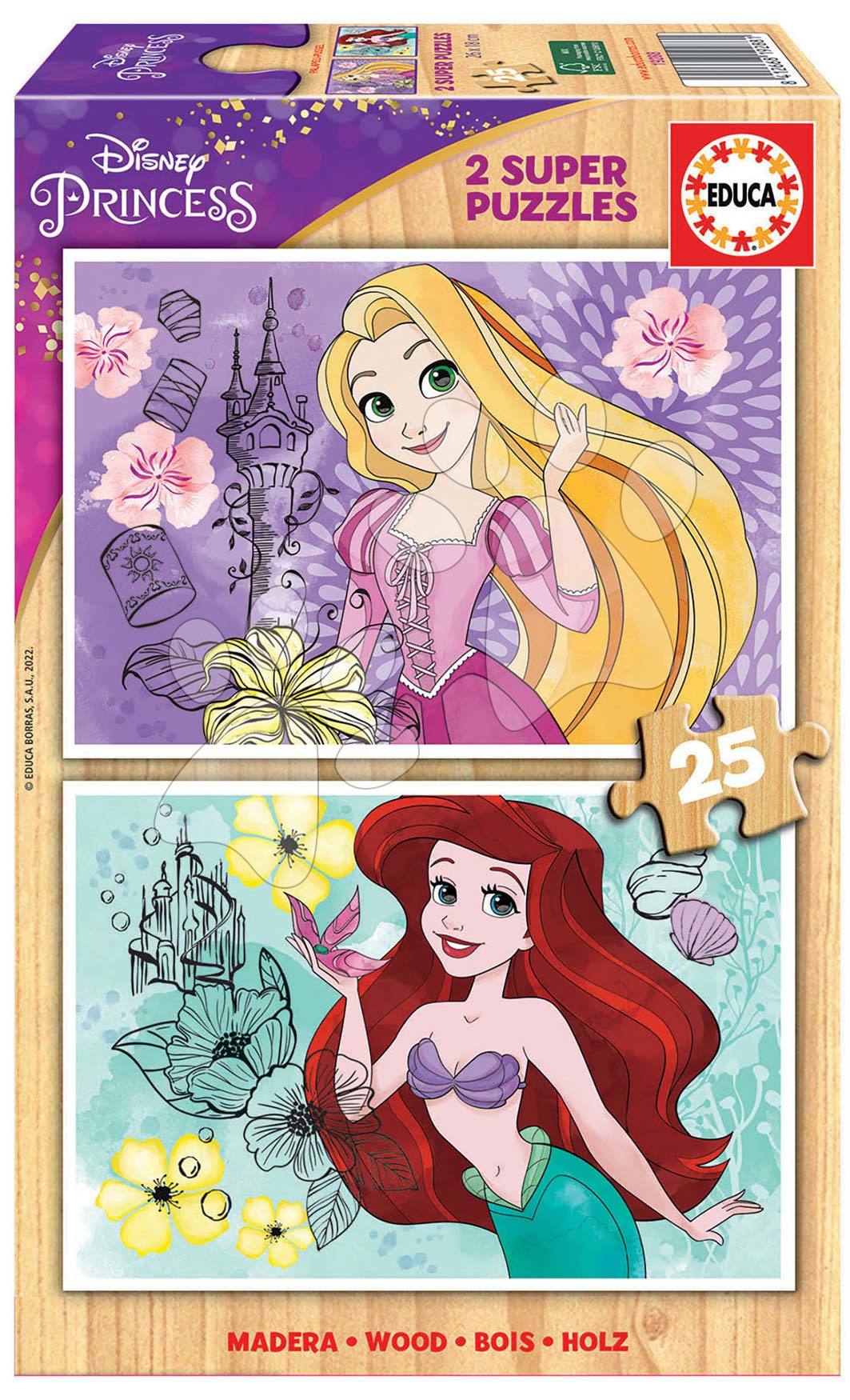 Dřevěné puzzle Disney Princess Educa 2 x 25 dílků