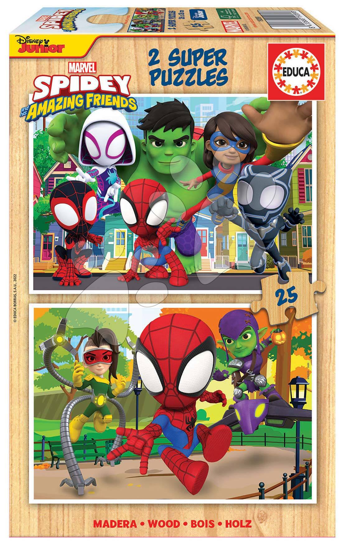 Dřevěné puzzle Spidey & his Amazing Friends Disney Educa 2 x 25 dílků