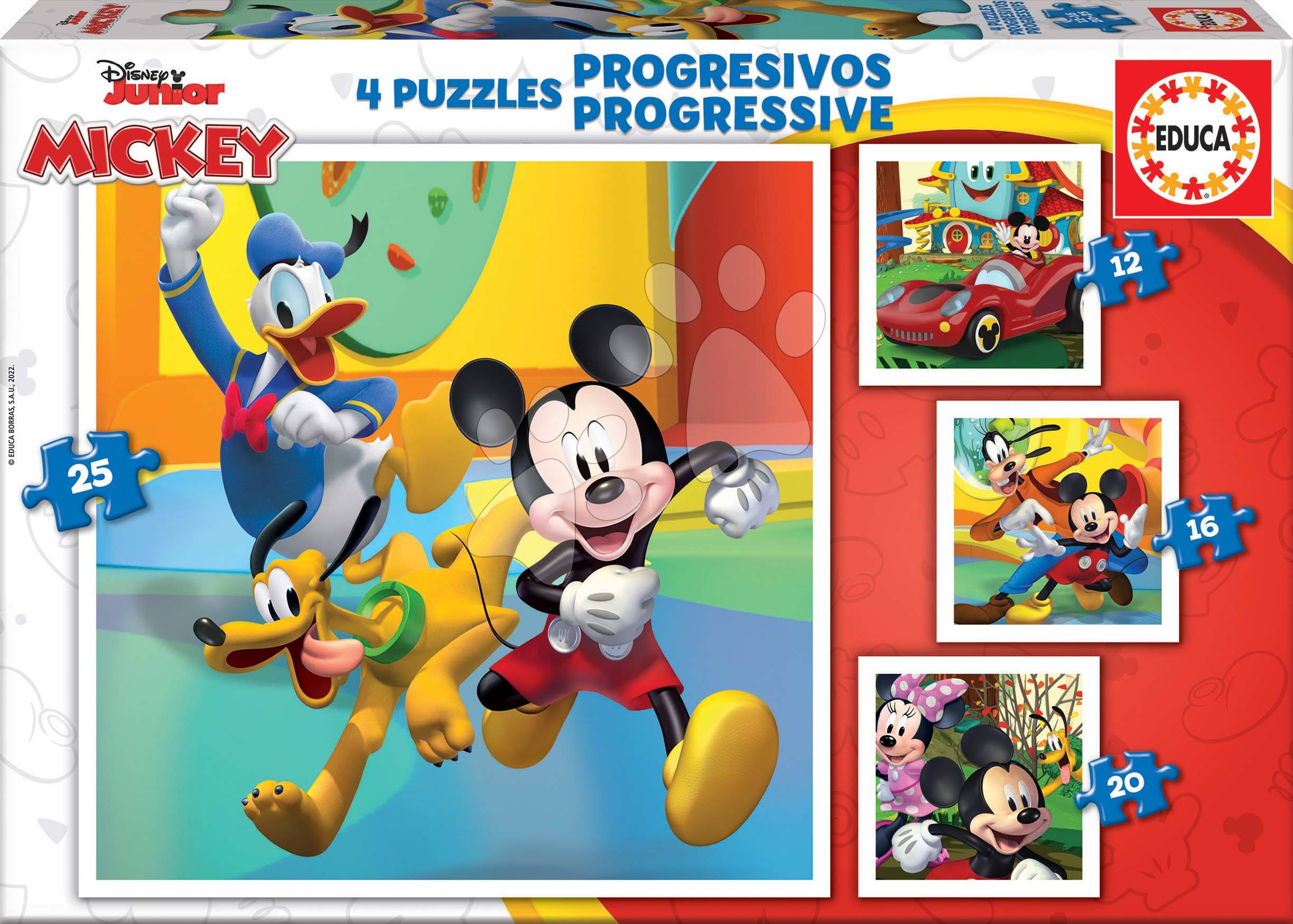 Puzzle Mickey & Friends Progressive Educa 12-16-20-25 darabos