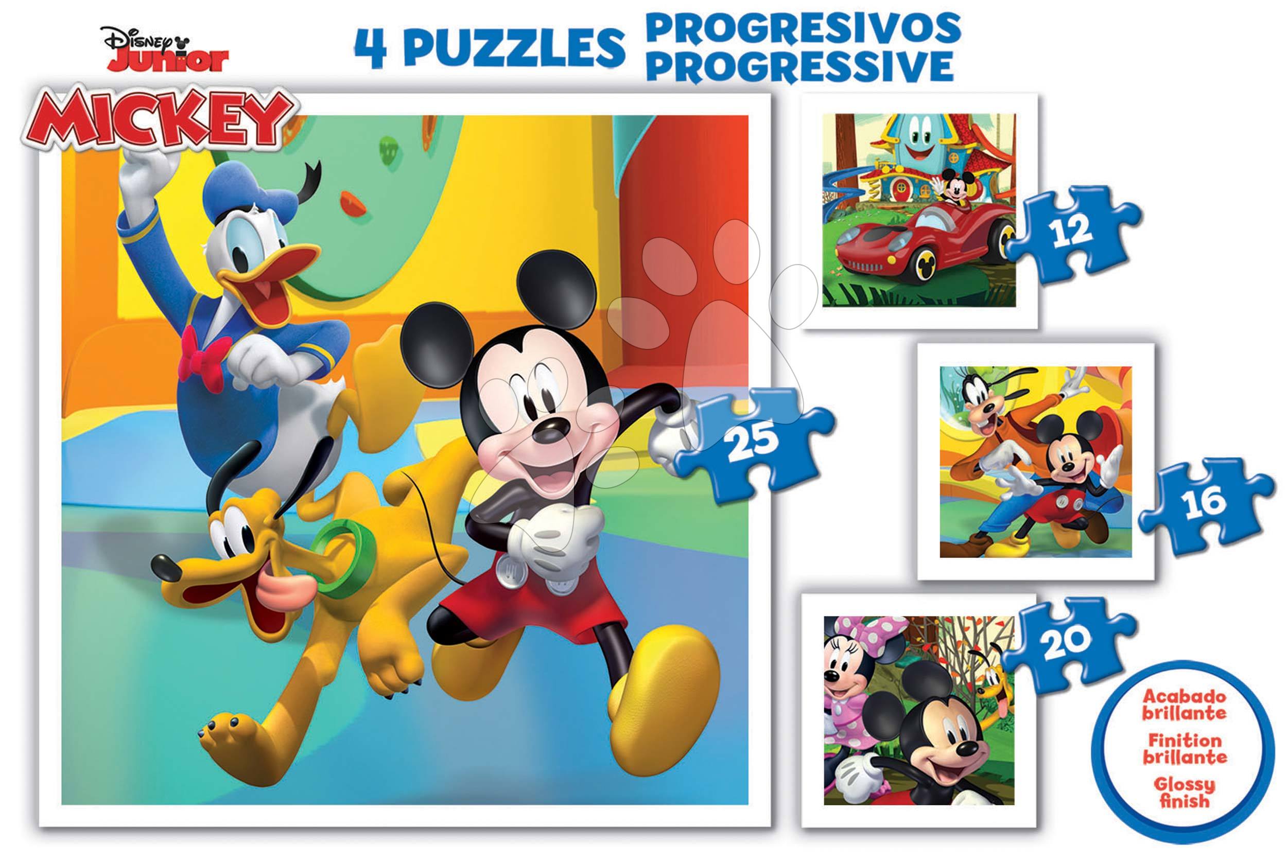 Puzzle Mickey & Friends Progressive 12-16-20-25 Teile Educa