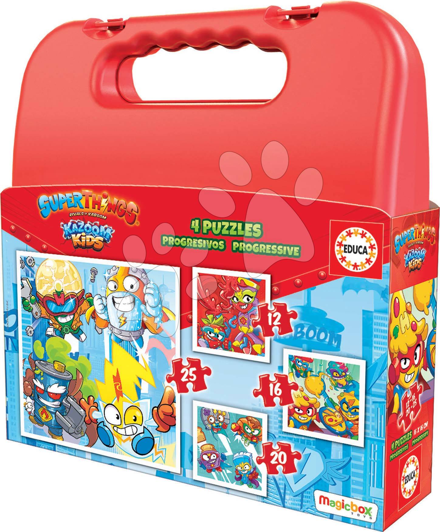 Puzzle Superthings Progressive Educa 12-16-20-25 darabos bőröndben