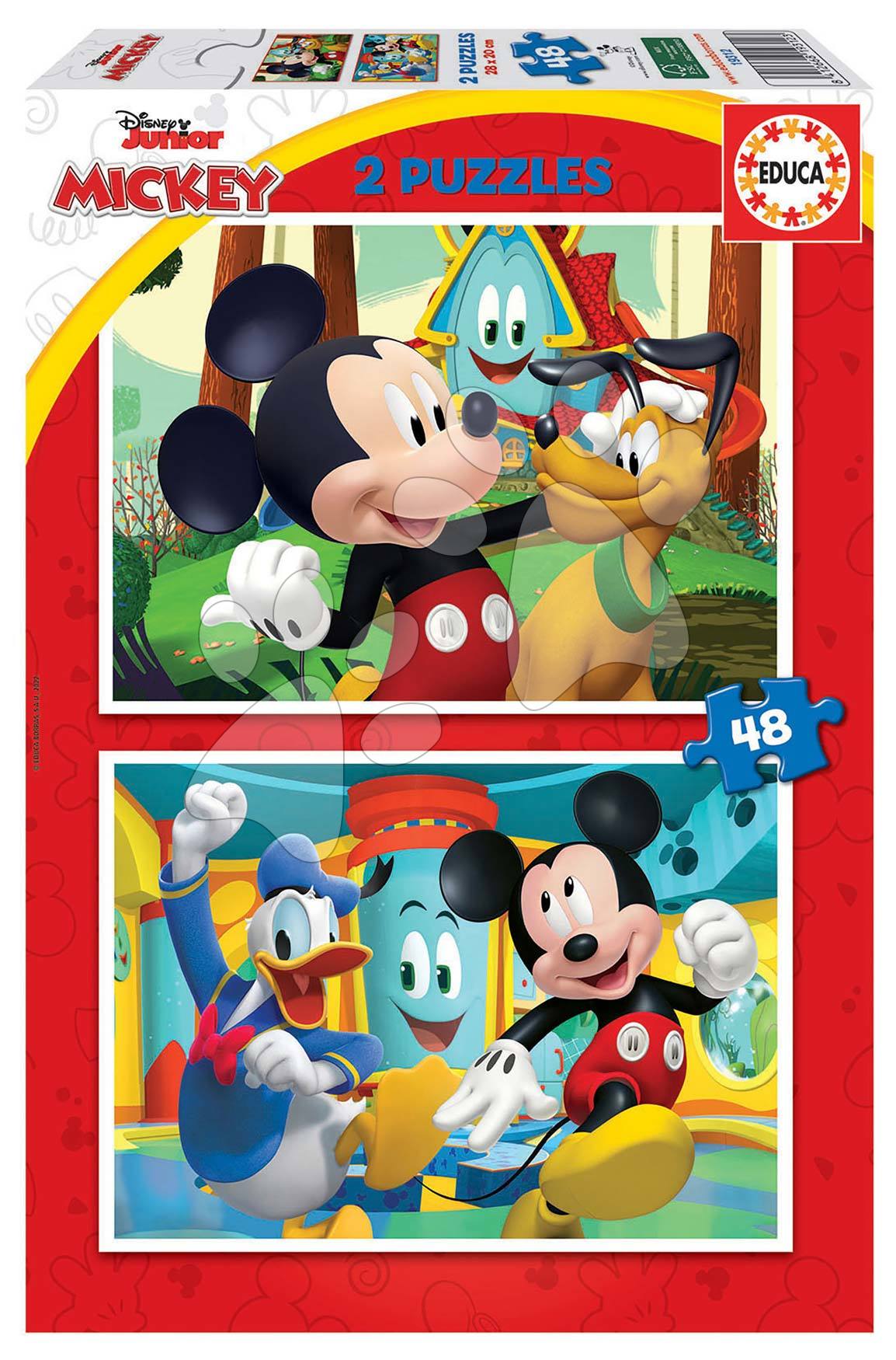 Detské puzzle do 100 dielov - Puzzle Mickey Mouse Fun House Disney Educa 2x48 dielov