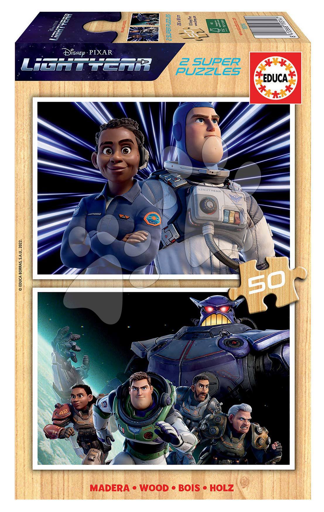 Dřevěné puzzle Lightyear Disney Educa 2 x 50 dílků