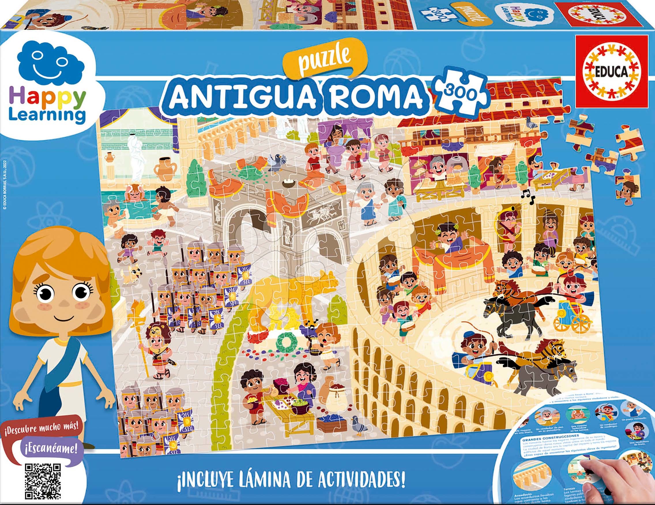 Oktató puzzle Róma Happy Learning Educa 300 darabos tevékenységekkel spanyol 6 évtől