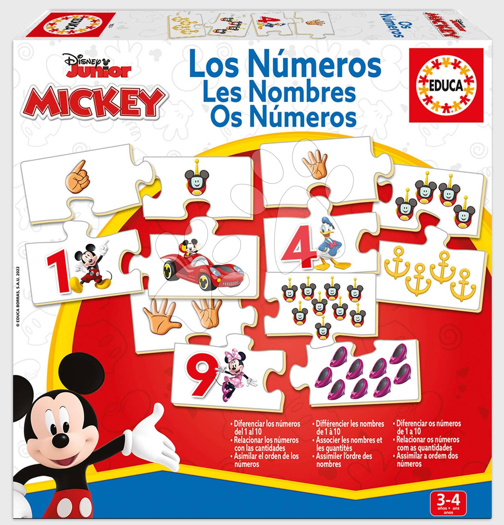 Náučná hra Učíme sa čísla Mickey & Friends Educa s 10 obrázkami a počtami od 3 rokov