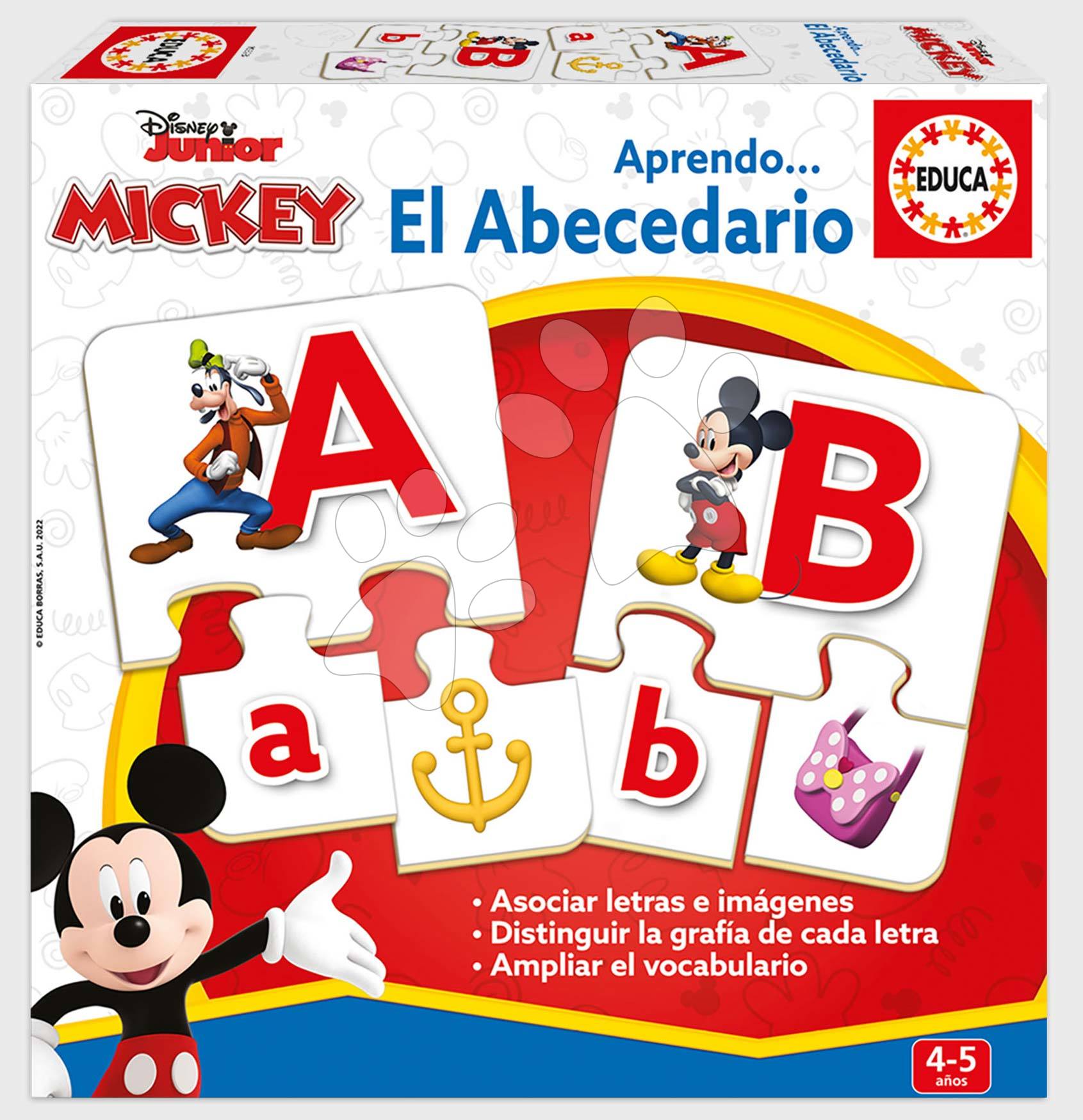 Náučná hra Učíme sa Písmenká abecedy Mickey & Friends Educa 81 dielikov od 4 rokov