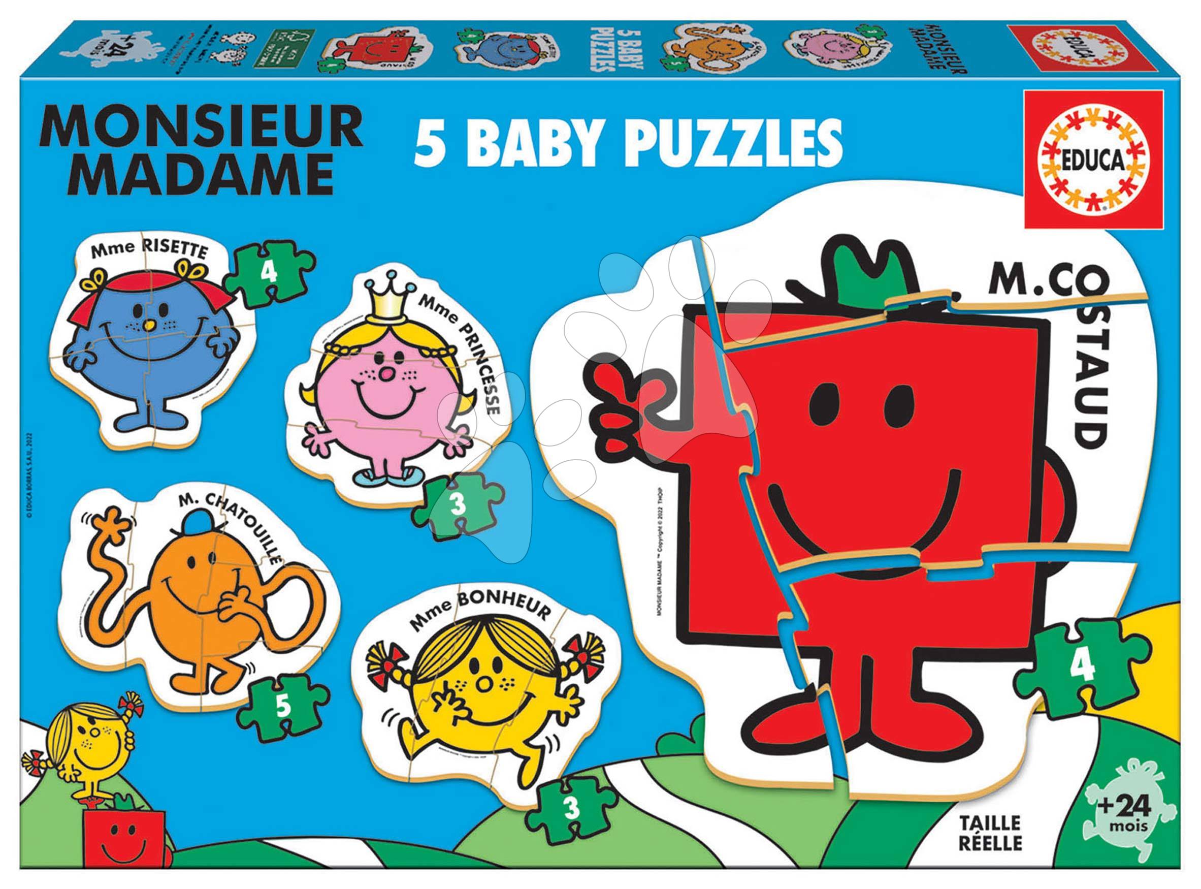 Puzzle pro nejmenší - Puzzle pro nejmenší Baby Puzzles Monsieur Madame Educa 5obrázkové od 24 měsíců