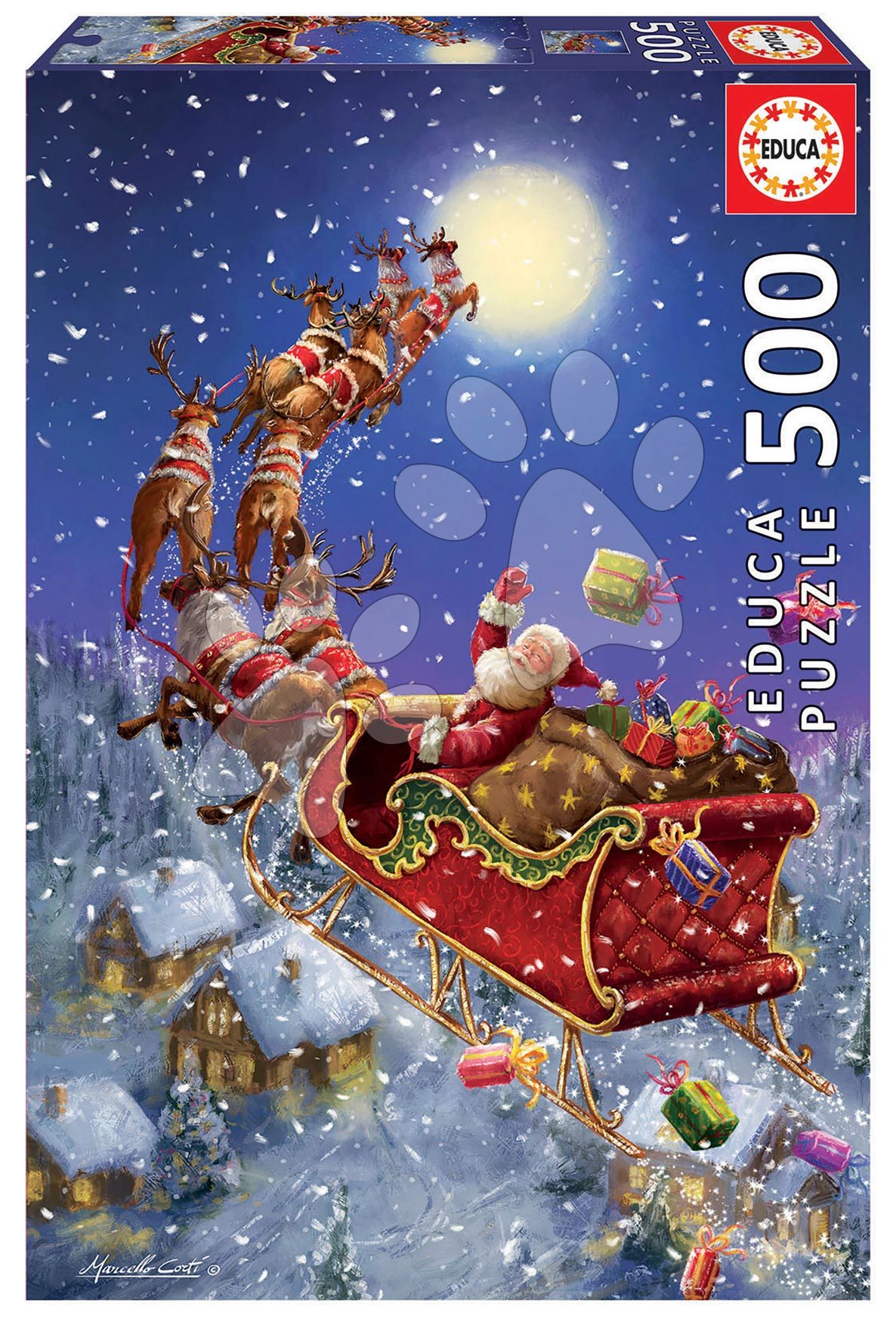 Puzzle cu 500 de bucăți  - Puzzle Santa Claus is Coming Educa 500 piese și lipici Fix